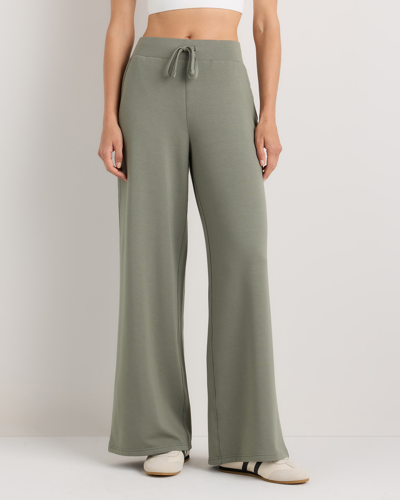 Smoked Thyme Green SuperSoft Fleece Wide Leg Pants