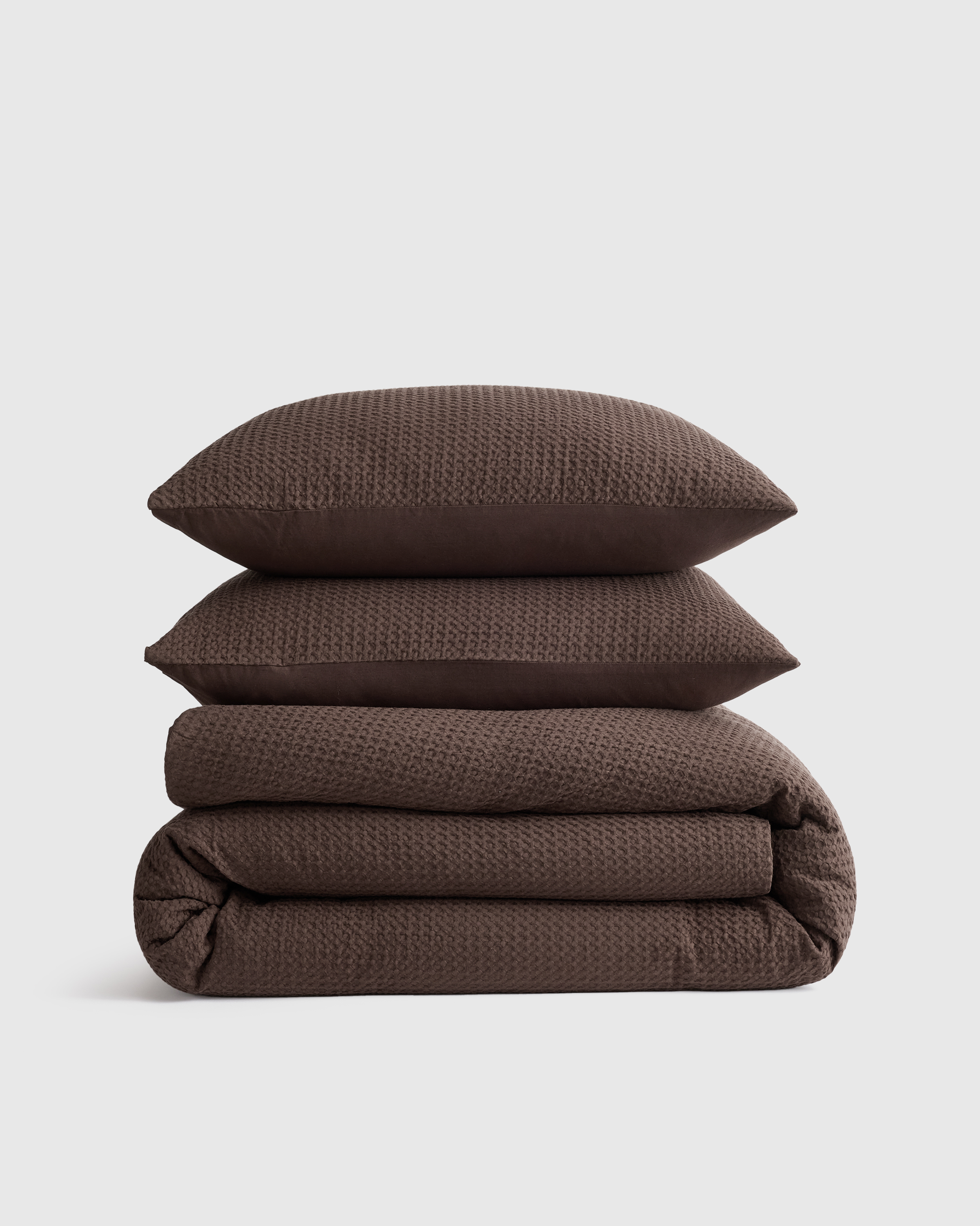 Espresso Organic Luxe Honeycomb Duvet Cover Set