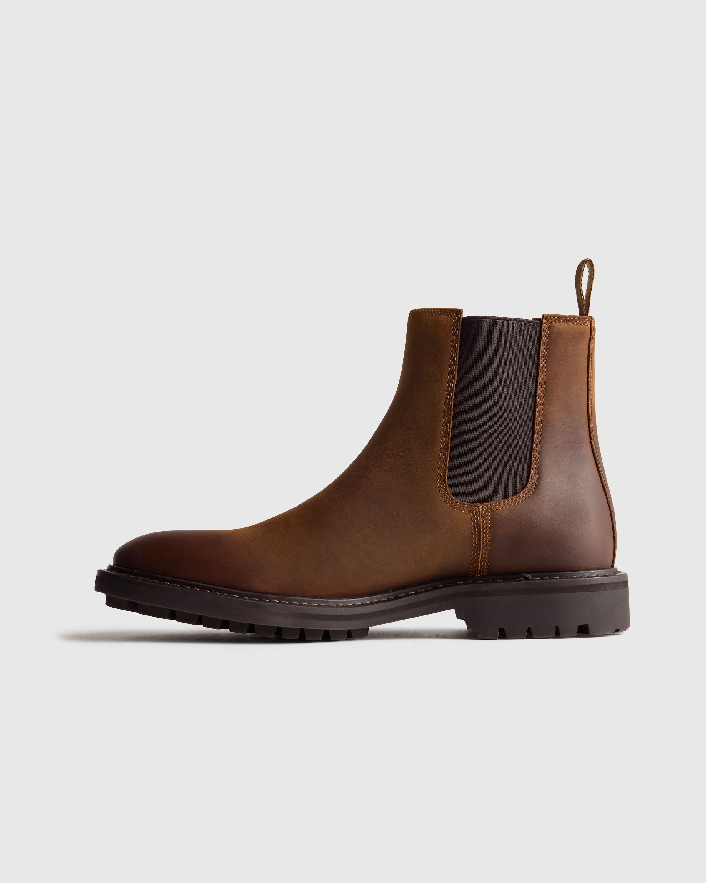 Rugged Leather Lug Sole Chelsea Boot in Firewood display picture 1