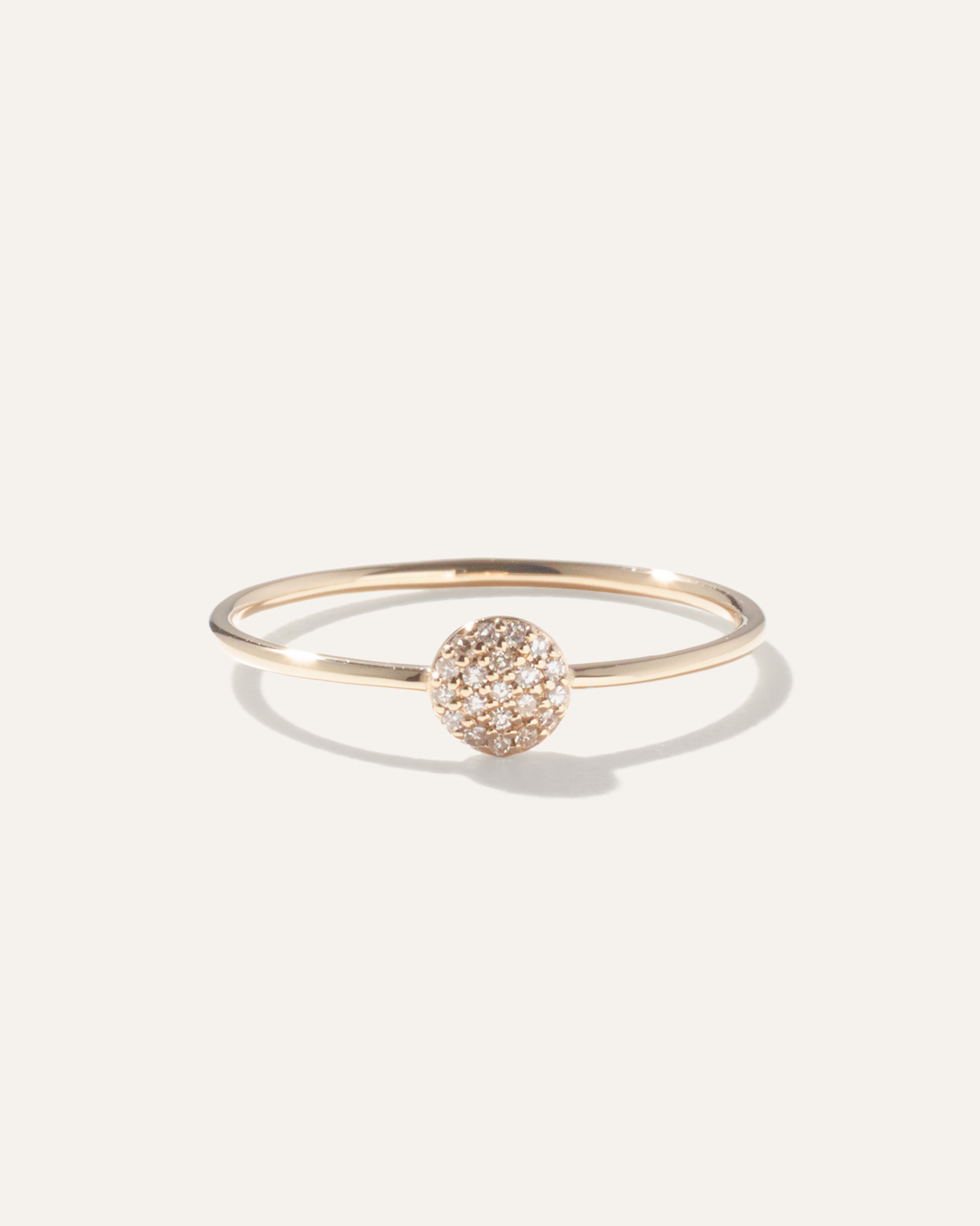 Yellow Gold 14K Gold Pave Diamond Round Disc Ring