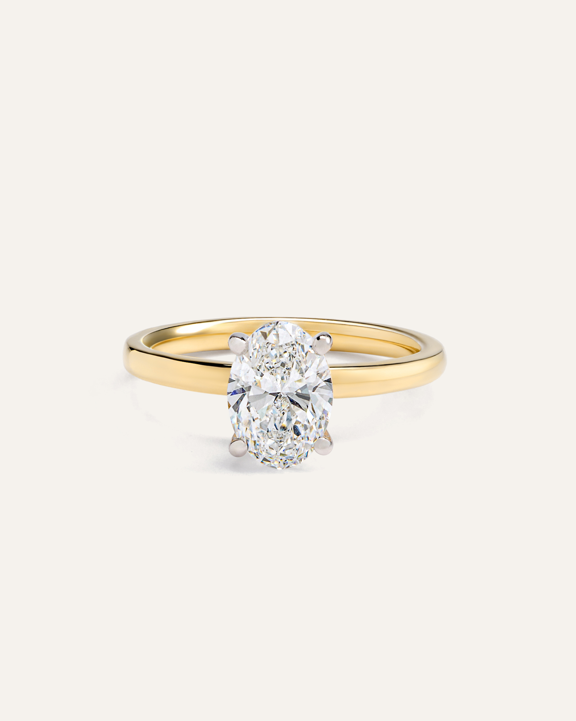 Yellow Gold Lab Grown Diamond Oval Comfort Fit Engagement Ring - 1.50ct