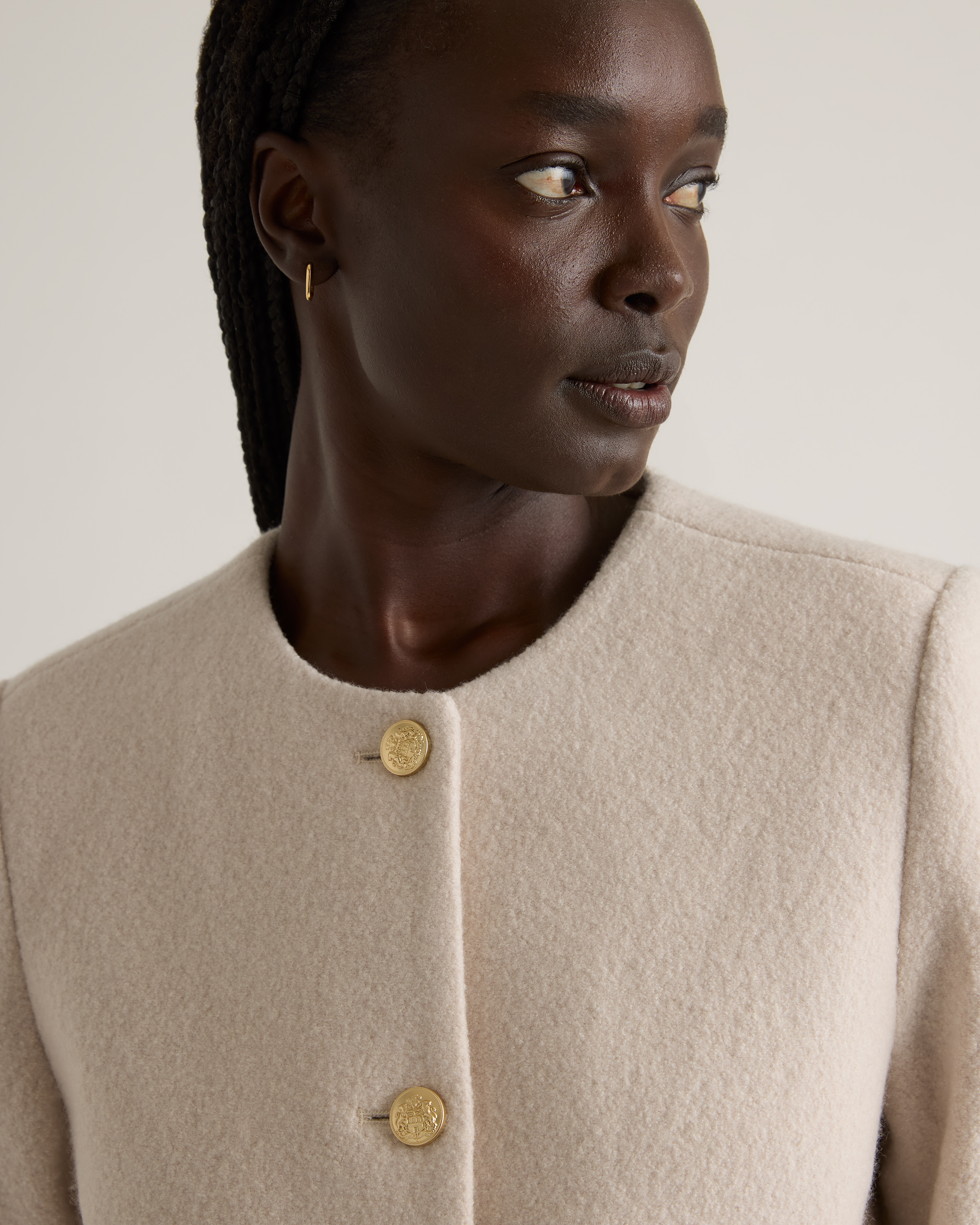 100% Merino Wool Collarless Cropped Jacket