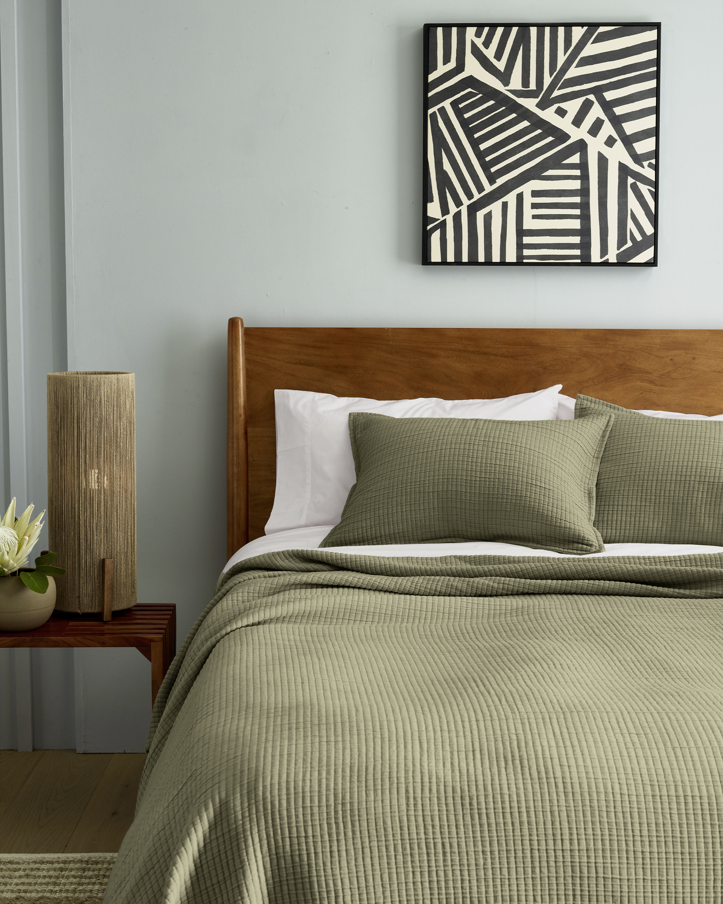 Olive Organic Ribbed Cotton Shams