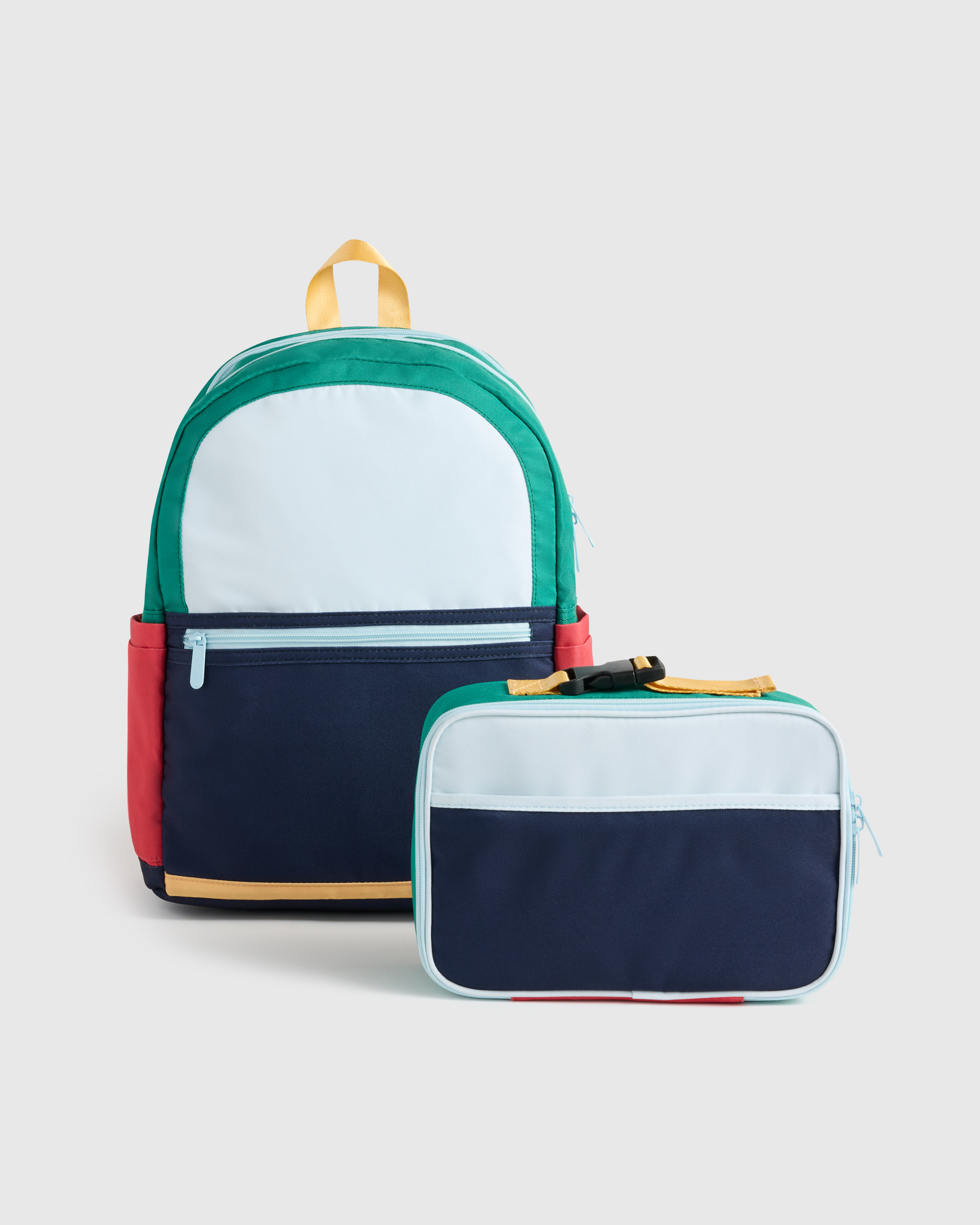 Recycled Double Pocket Backpack - Medium in Colorblock