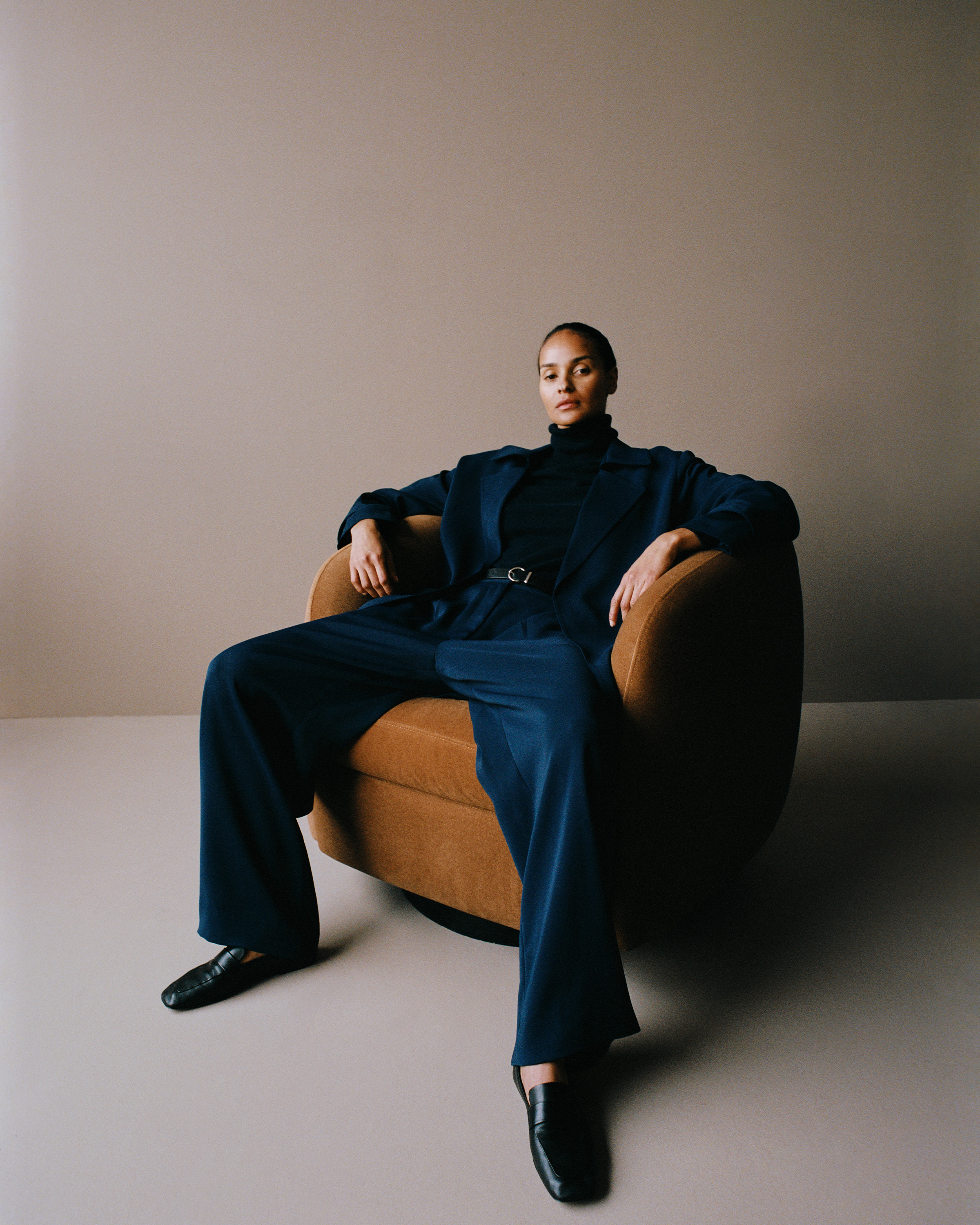 Stretch Crepe Pleated Wide Leg Pants