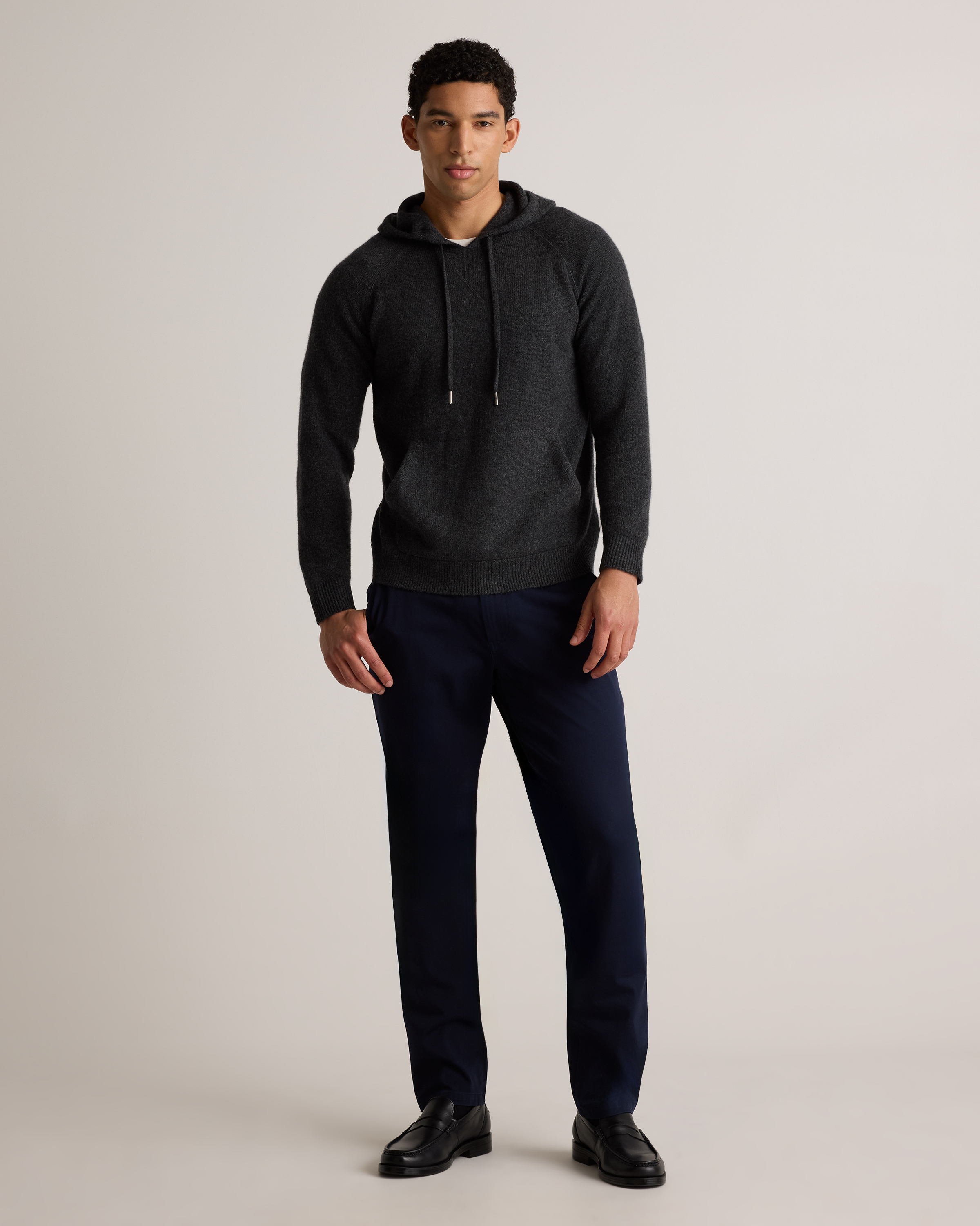 Mongolian Cashmere Pullover Hoodie in Charcoal