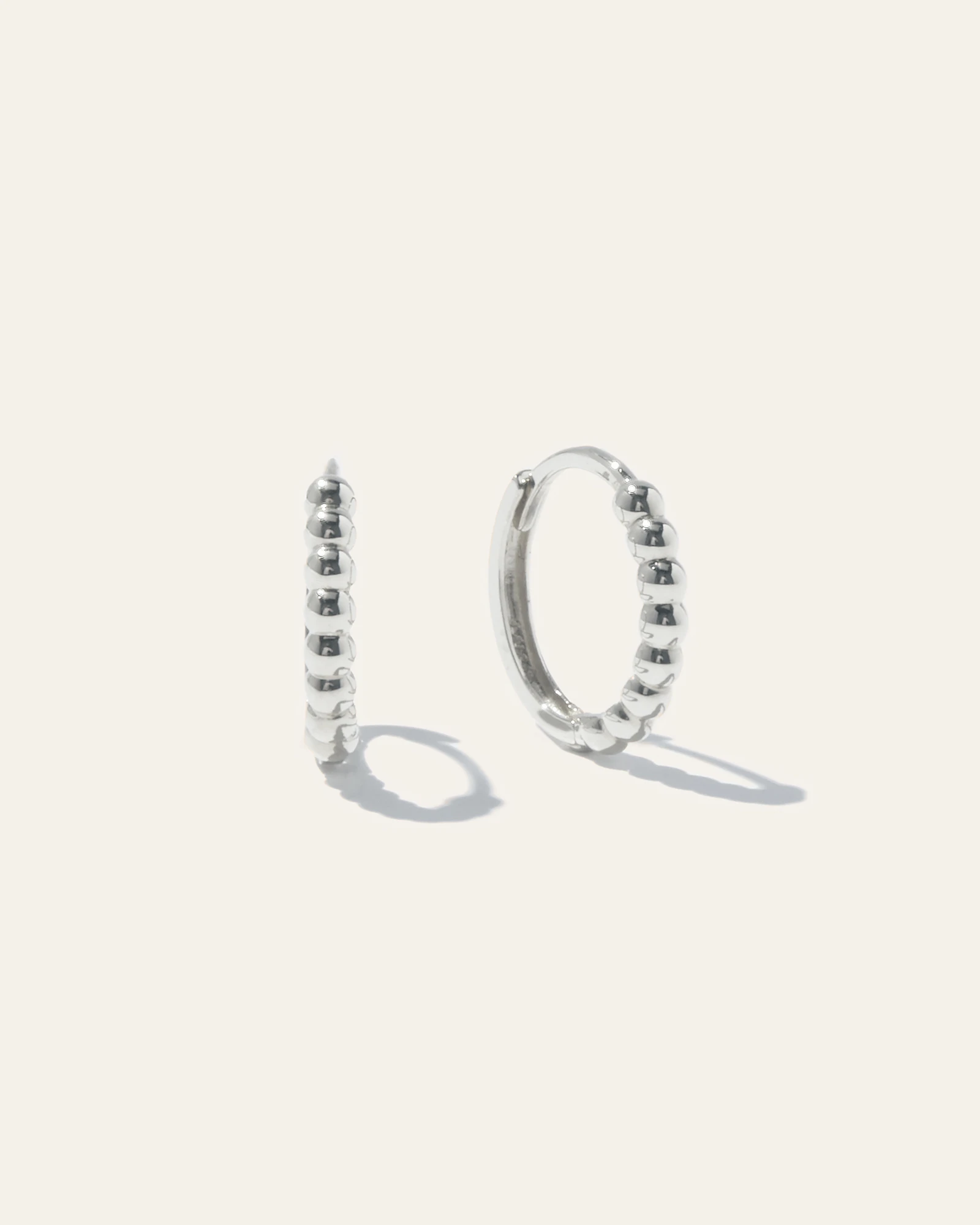 14k Gold Beaded Hoops