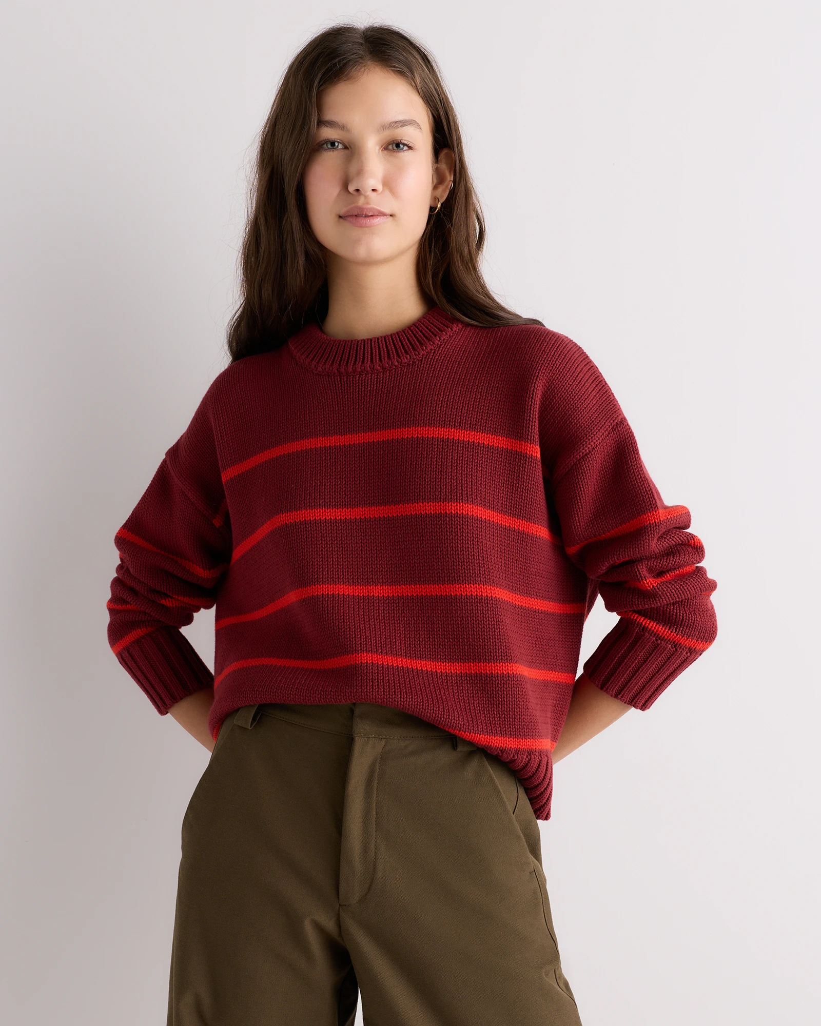 100% Organic Cotton Striped Crew Sweater