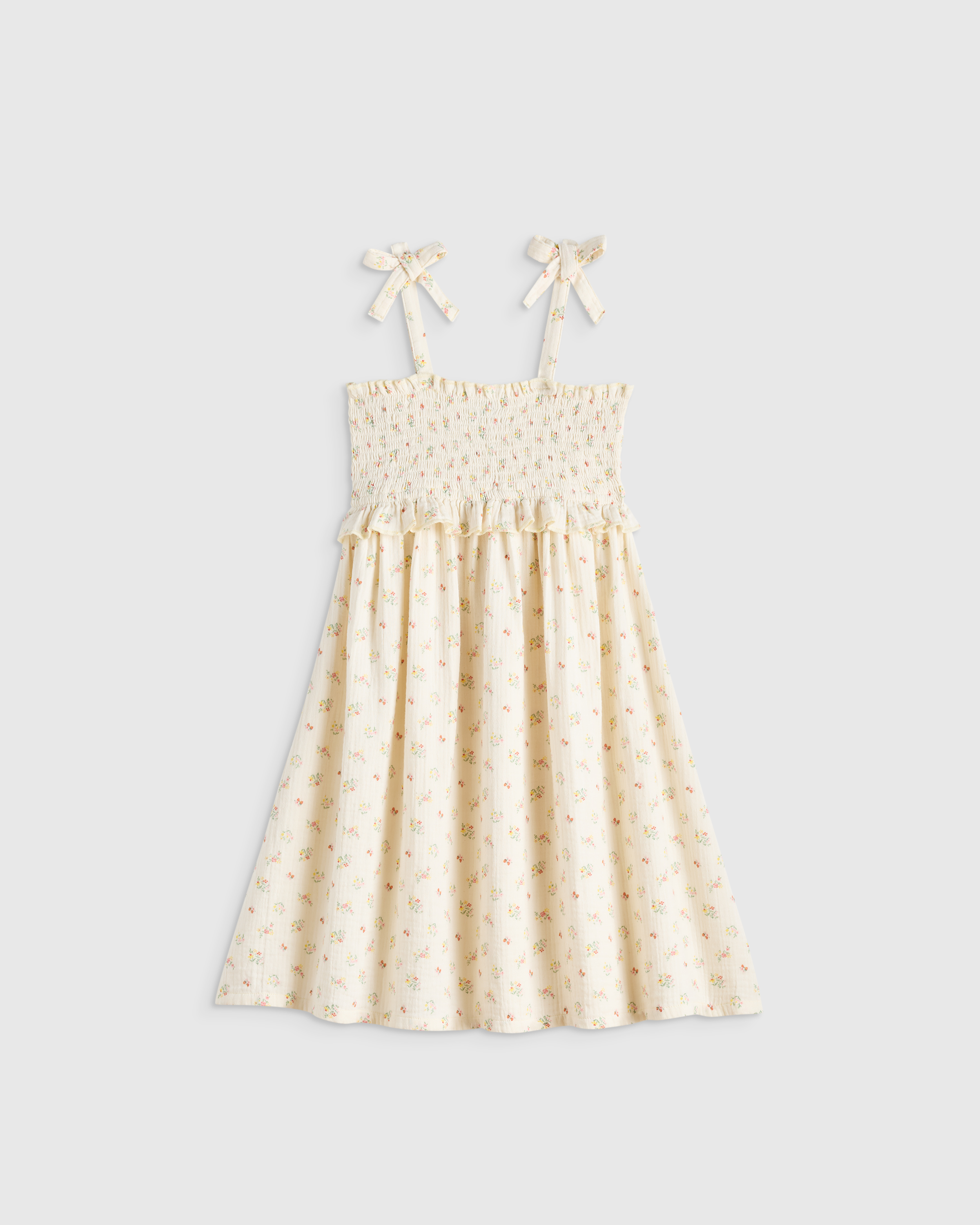 Girls Sleeveless Smocked Organic Cotton Gauze Dress