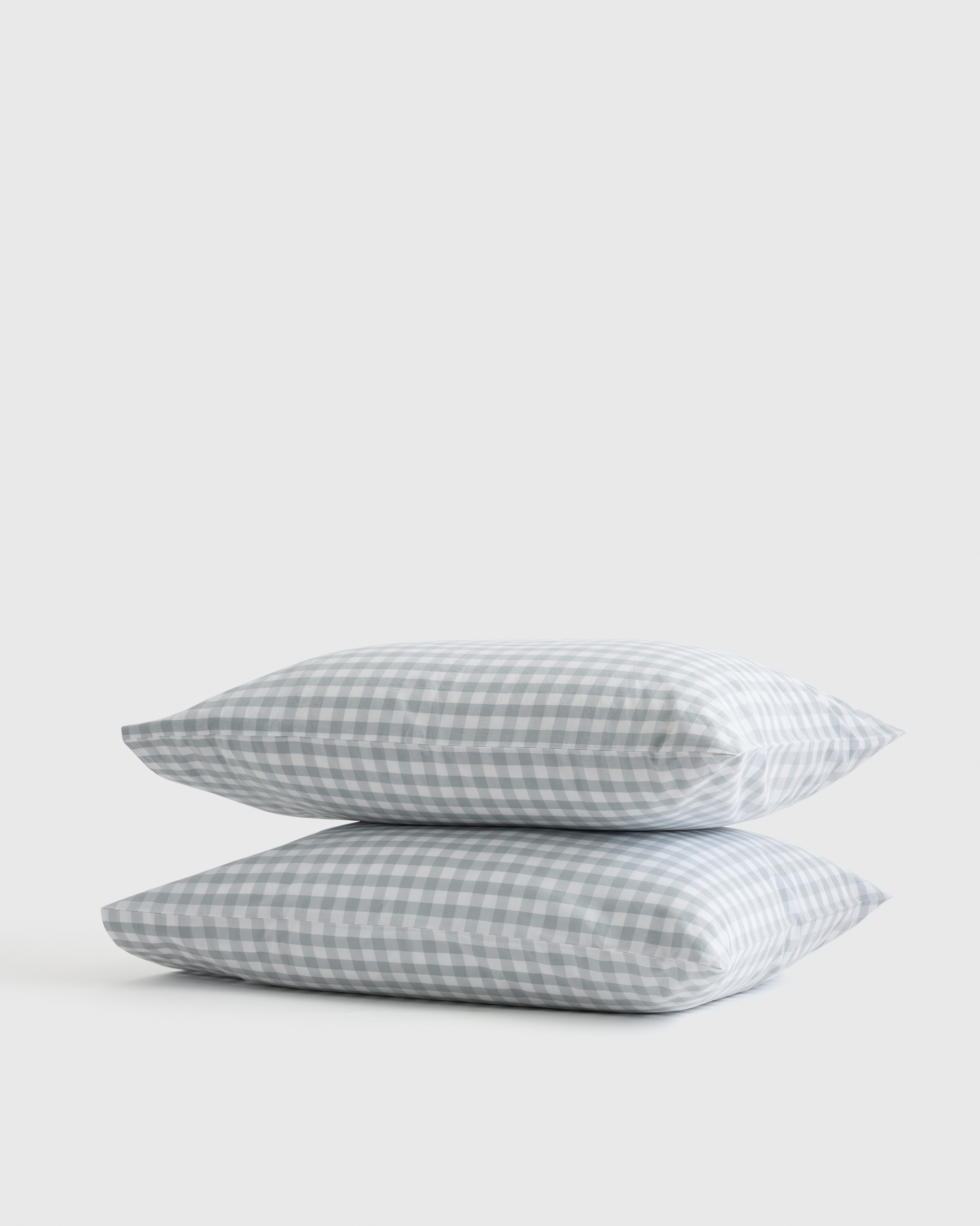 Blue Fog Classic Organic Percale Gingham Pillowcase Set