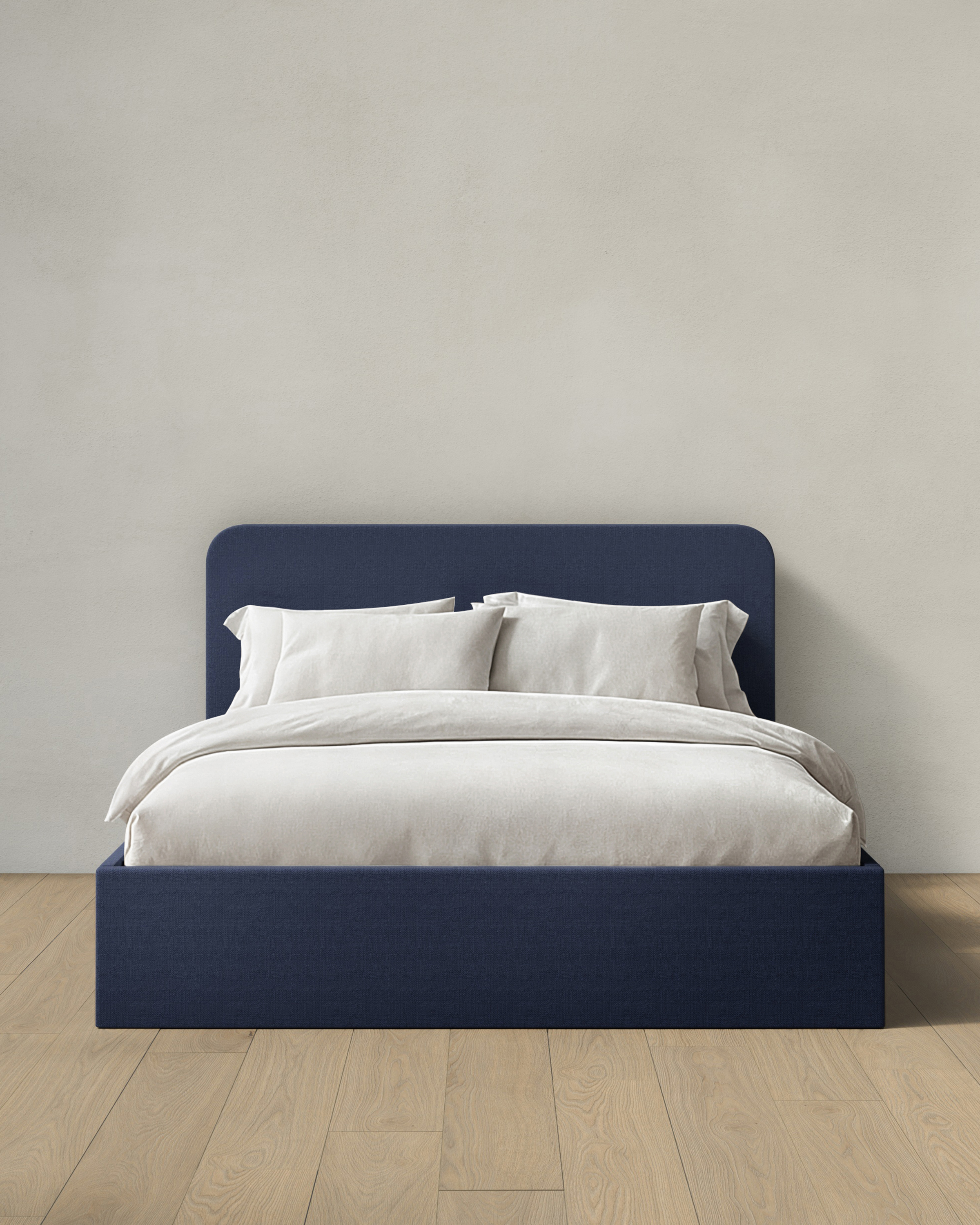Navy 100% Linen Curved Bed