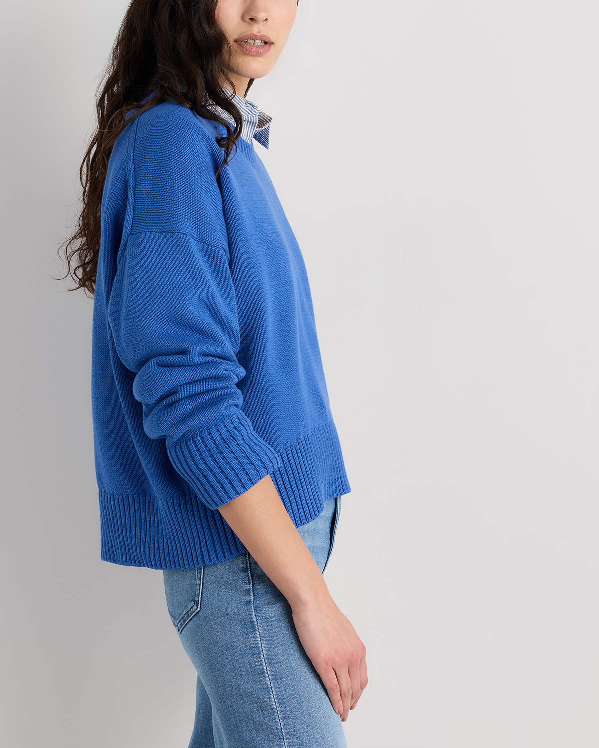 100% Organic Cotton Boyfriend Crew Sweater | Quince Canada