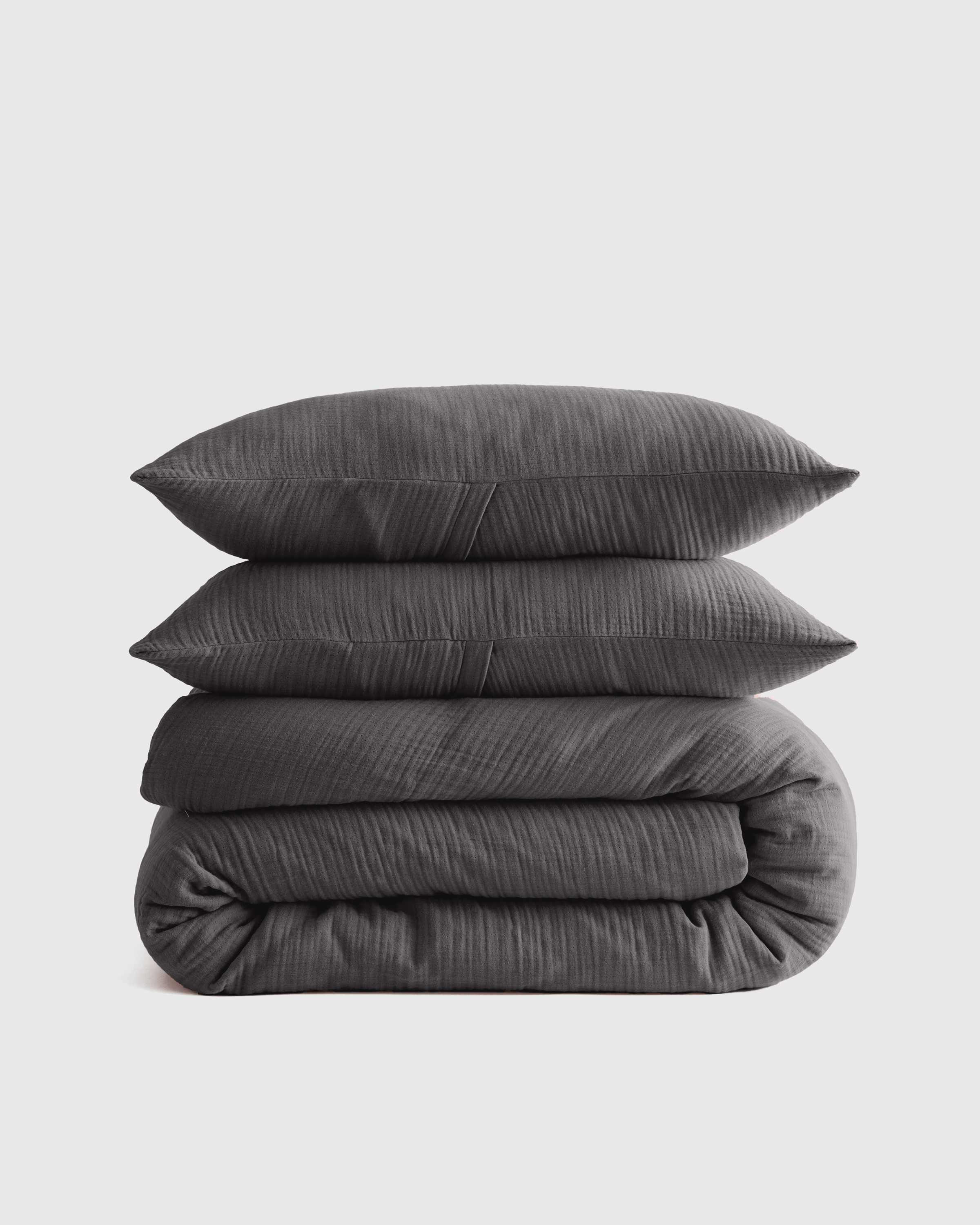 Charcoal Organic Airy Gauze Duvet Cover Set