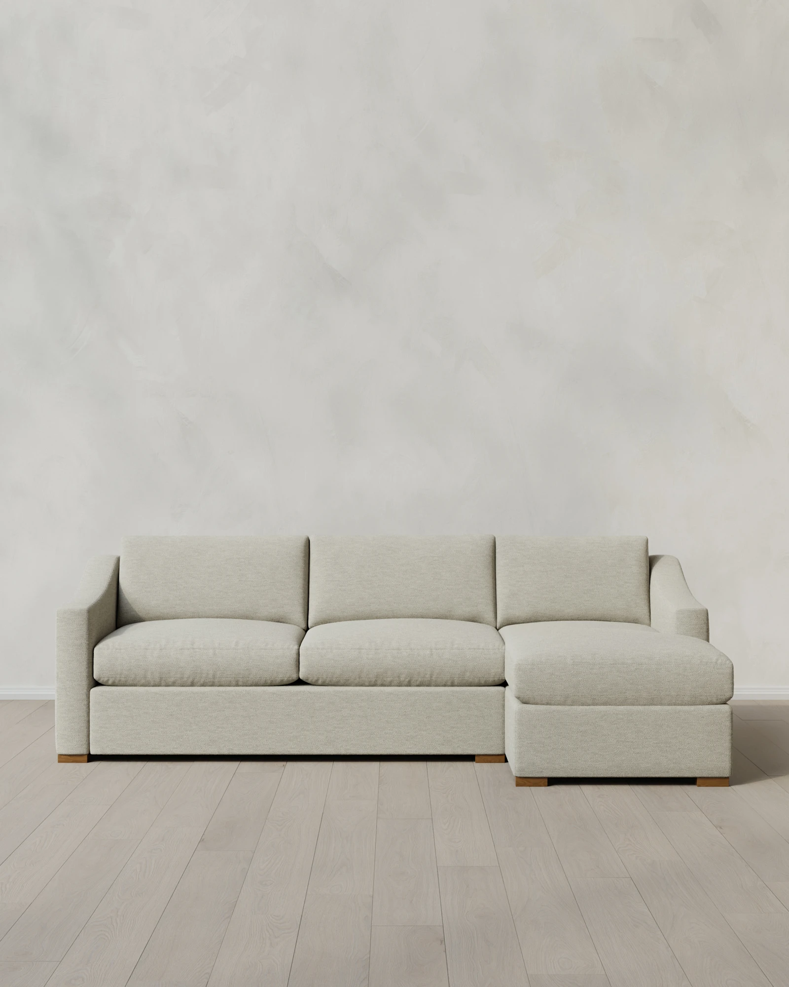 Hollis Slope Arm Chaise Sectional in Performance Linen Blend