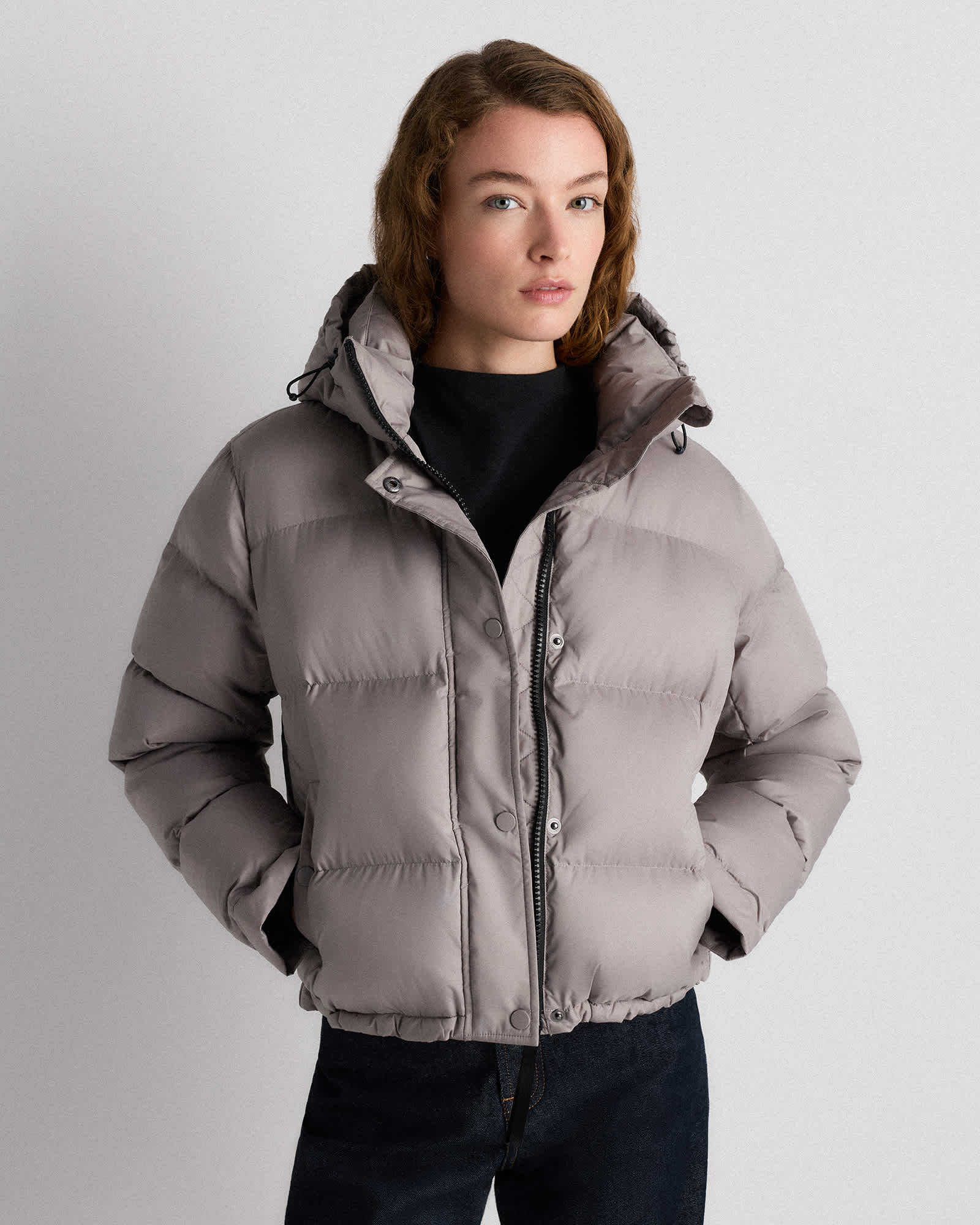 Morel Grey Blouson matelassé écourté en duvet responsable