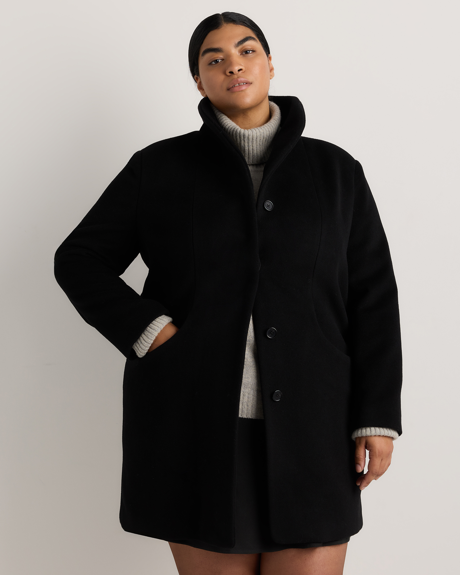 Quince Women's Wool Cashmere Cocoon Coat In Black