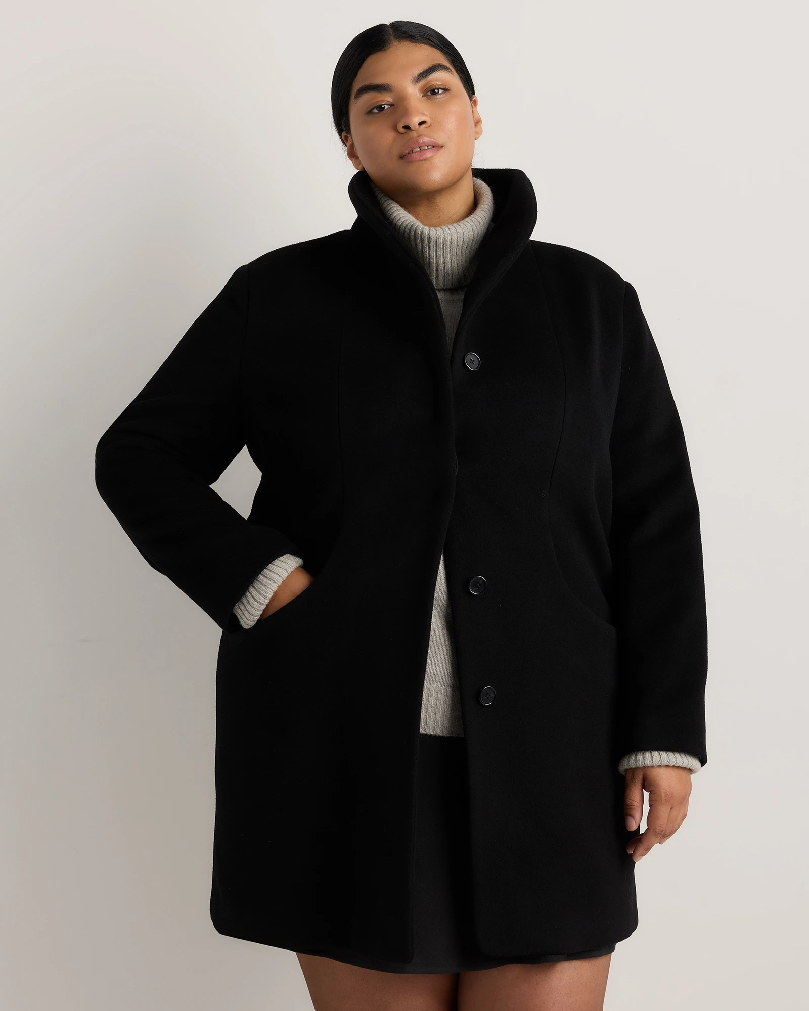 Wool Cashmere Cocoon Coat - Plus Size