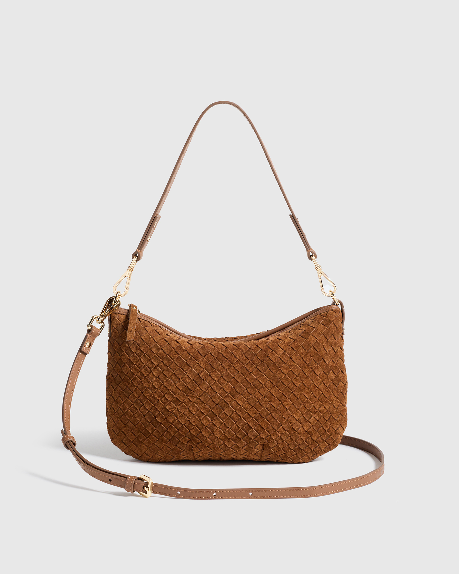 Whiskey Suede Handwoven Mini Shoulder Bag