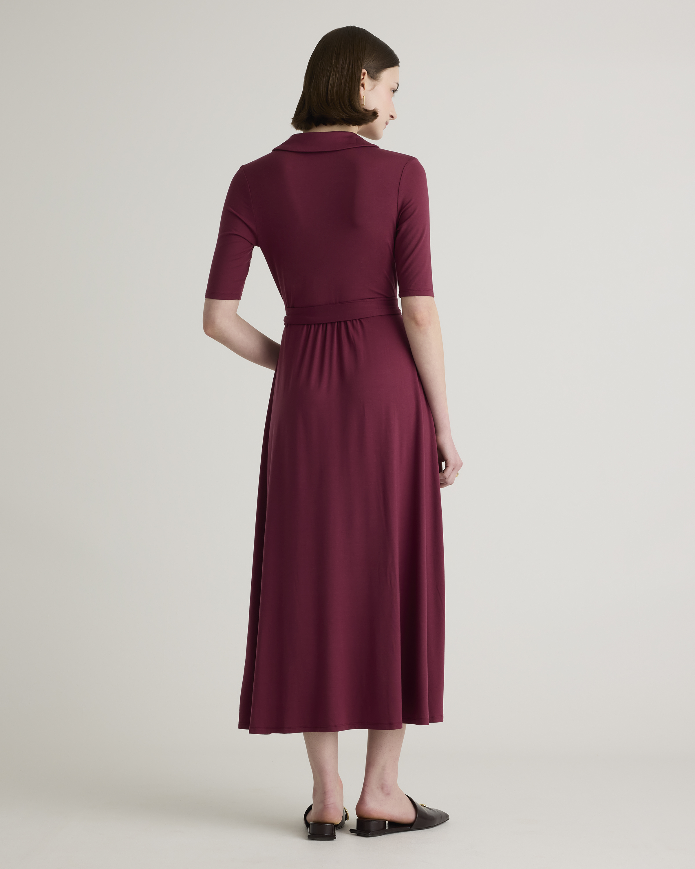 ワンピース NYLON JERSEY GATHERED DRESS Tencel Jersey Midi Wrap Dress