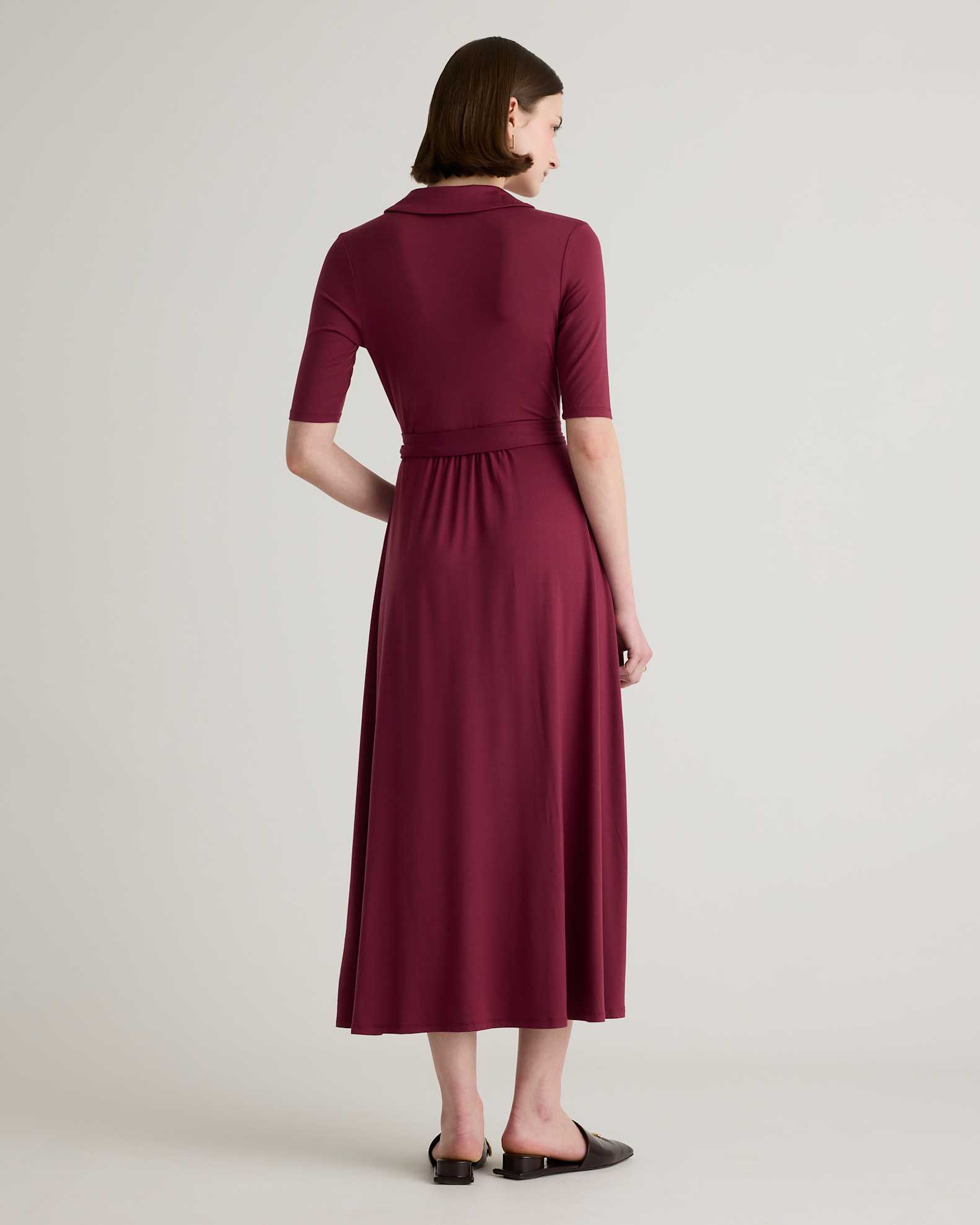 Quince Women's Tencel Jersey Midi Wrap Dress, Wine Color, Size Medium - Eco-Friendly, Comfortable & Modern Design Quince Women's Tencel Jersey Midi Wrap Dress, Wine Color, Size Medium - Eco-Friendly, Comfortable & Modern Design