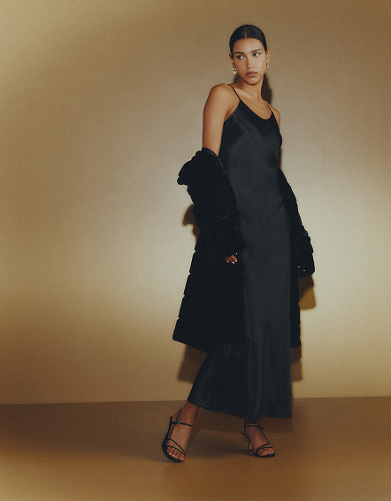 Black 100% Washable Silk Maxi Slip Dress