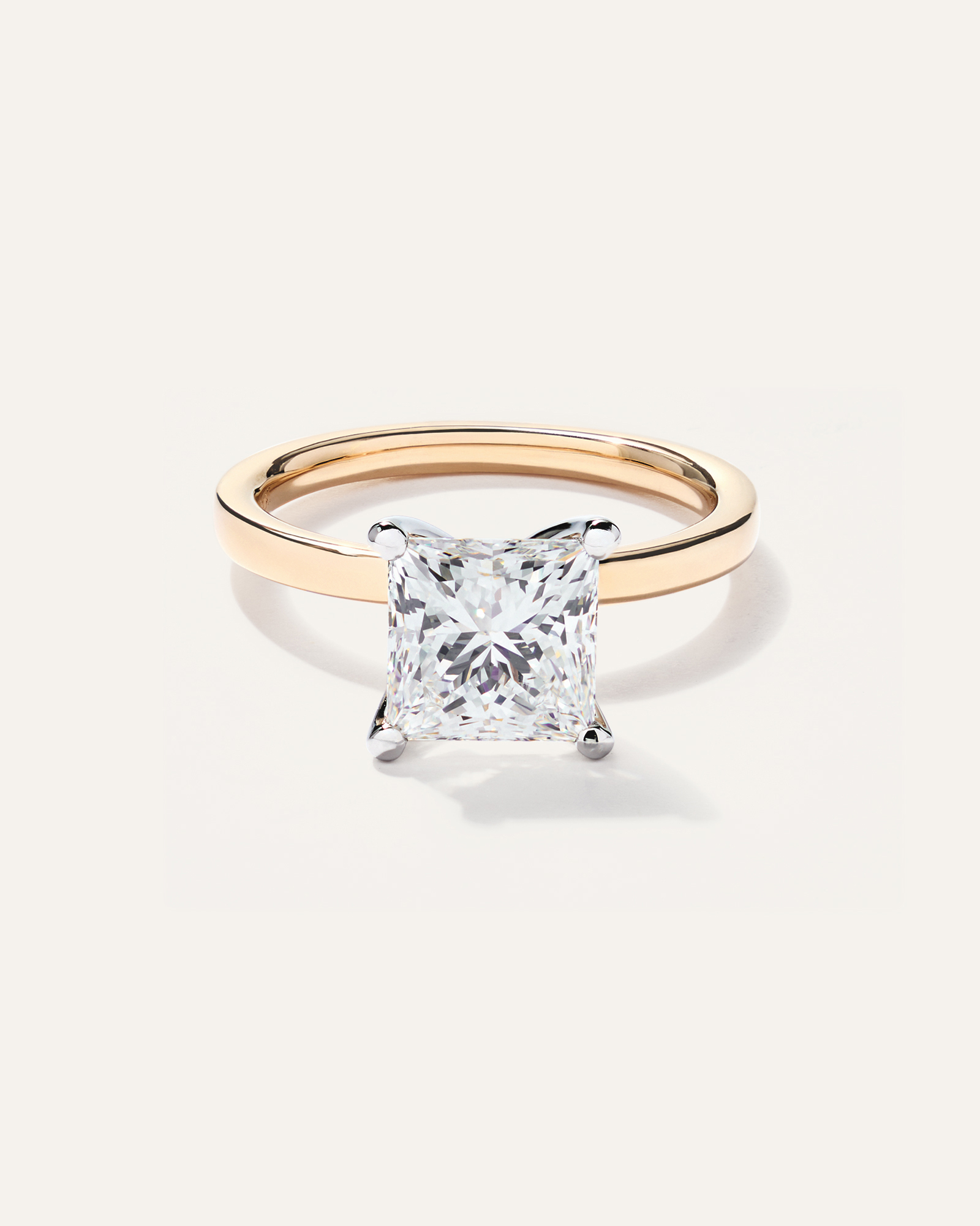 Yellow Gold Lab Grown Diamond Princess Comfort Fit Engagement Ring - 2.5ct