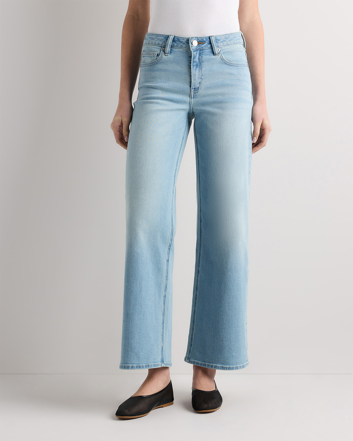 Frosted Blue Luna Stretch Wide Leg Jeans