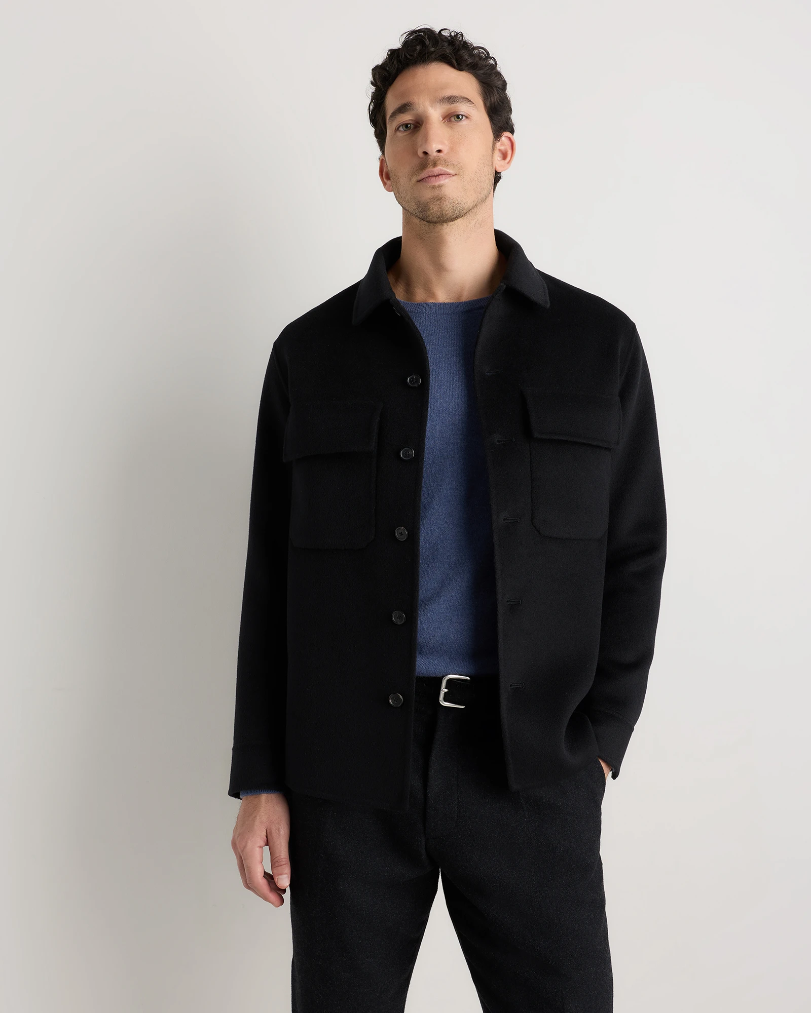 Men's 100% Mongolian Cashmere Double-Faced Shirt Jacket