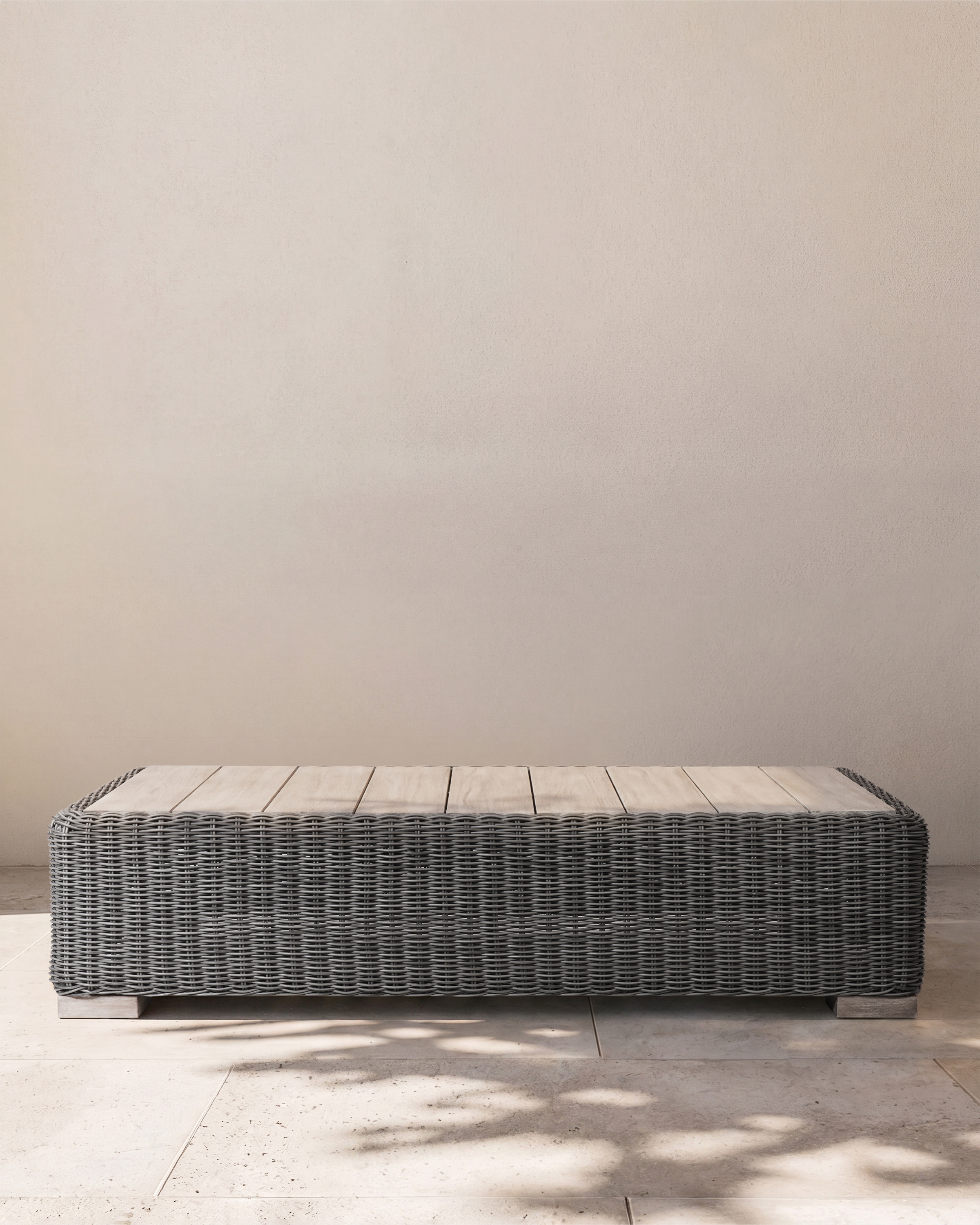 Grey Weave Classic All-Weather Wicker Outdoor Coffee Table