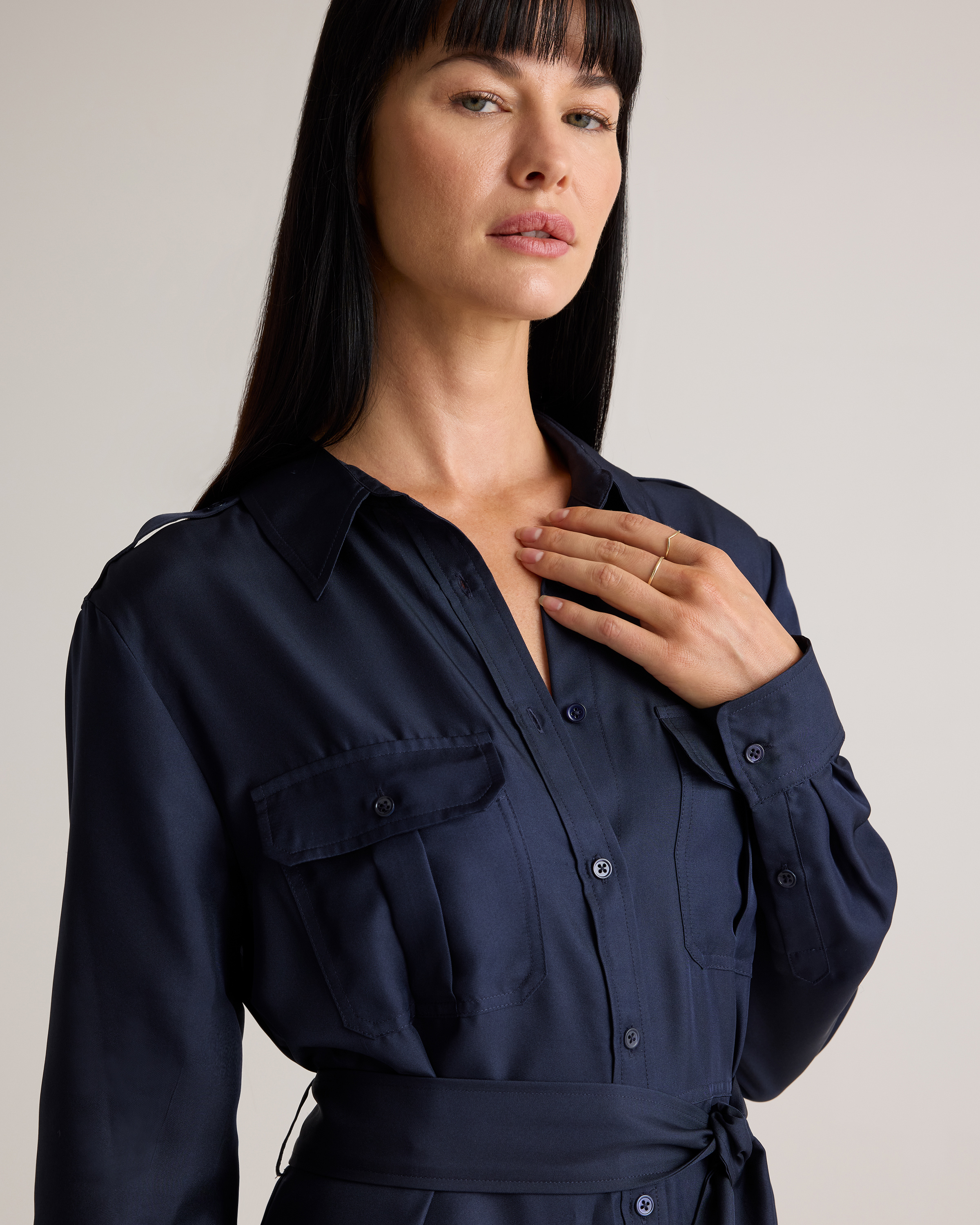 princess polly baby blue dress Women's Navy Blue Shirts Dresses main image 1