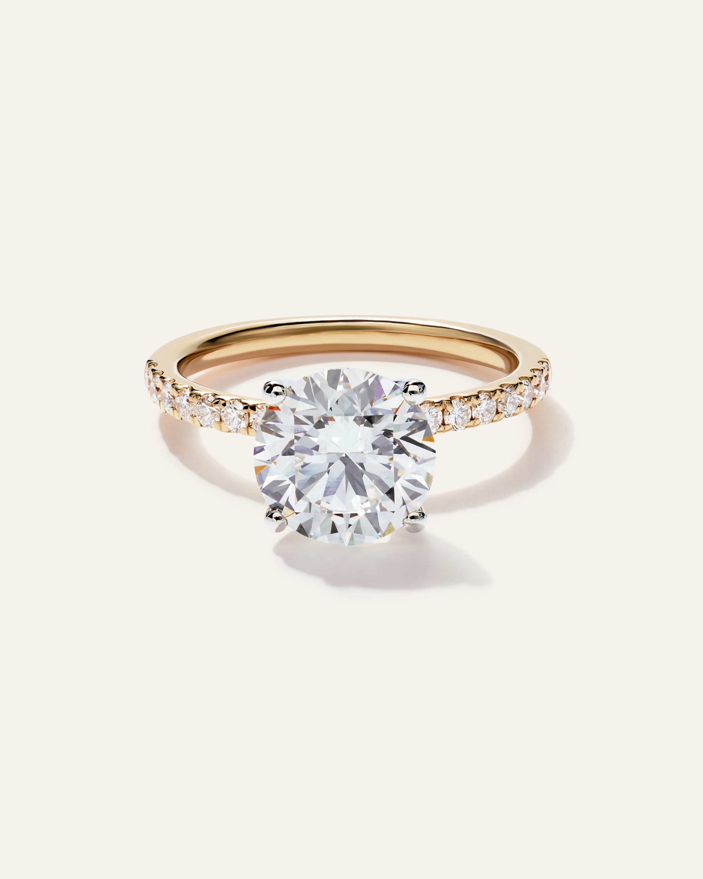 Yellow Gold Lab Grown Diamond Round Petite Pave Engagement Ring