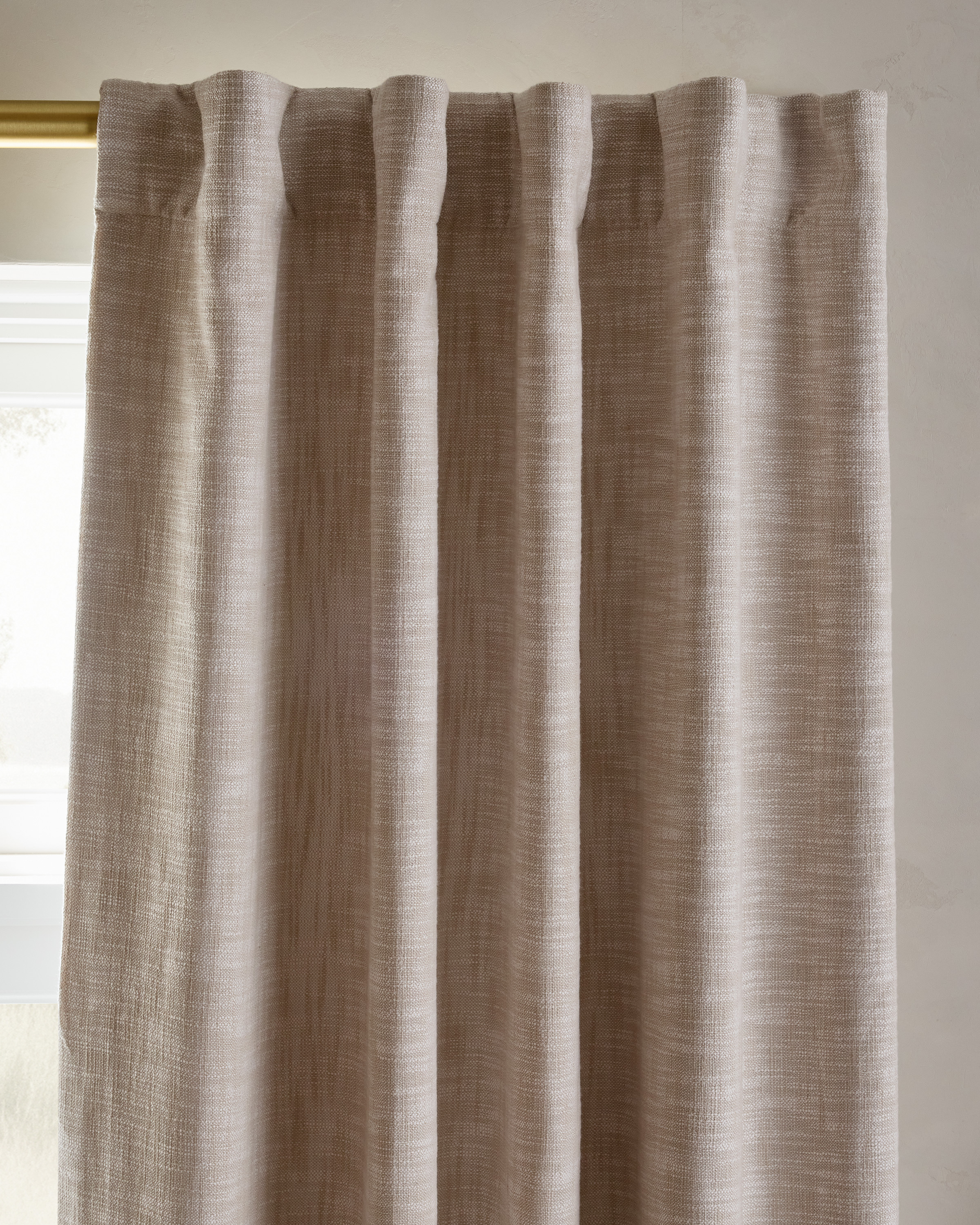 カーテン cotton Textured Cotton Room Darkening Curtain in Oatmeal