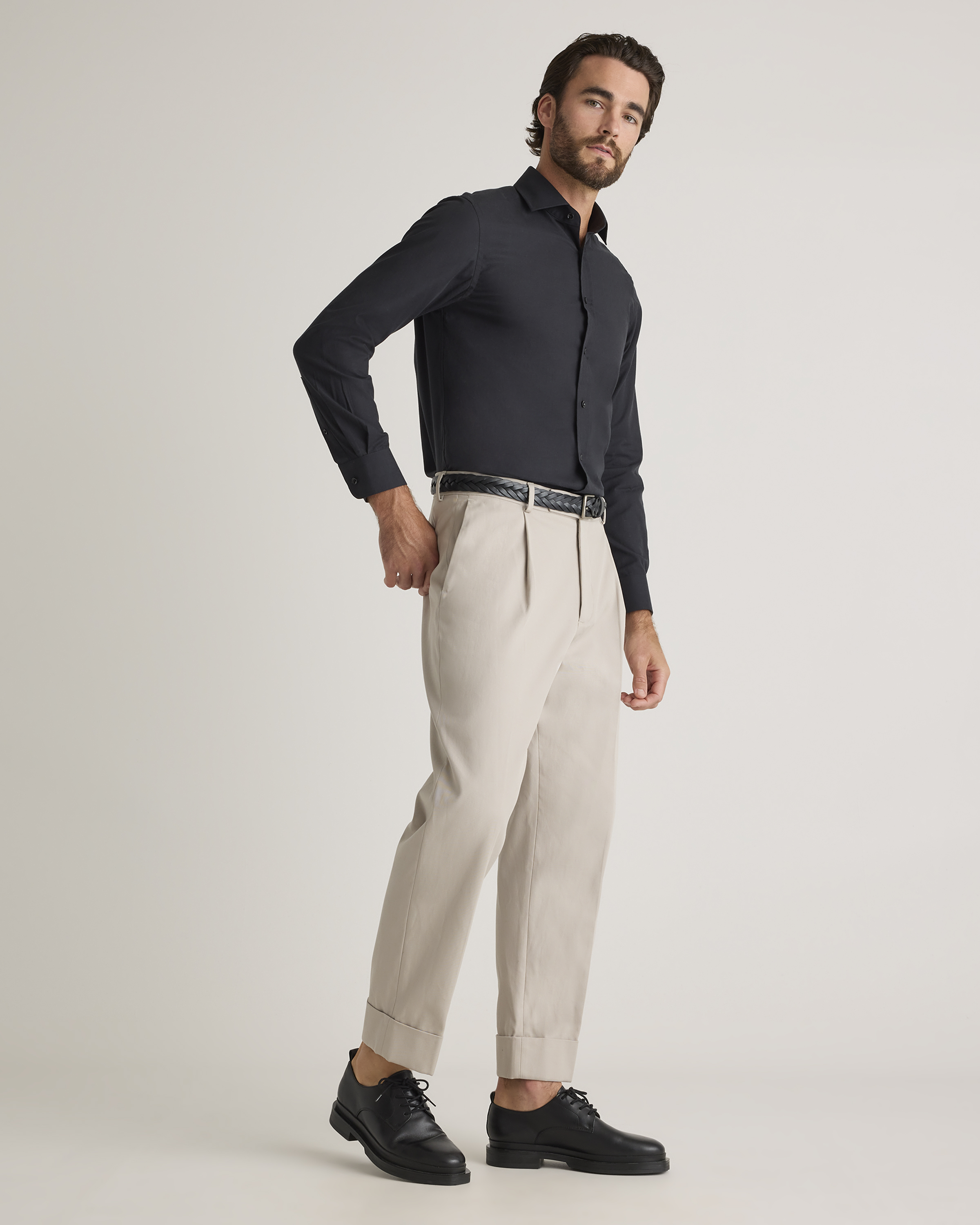 tailored slim cotton-cashmere dress shirt Men's Cashmere Dress Shirt in Heather Storm Blue, Size XL, Organic Cotton by Quince
