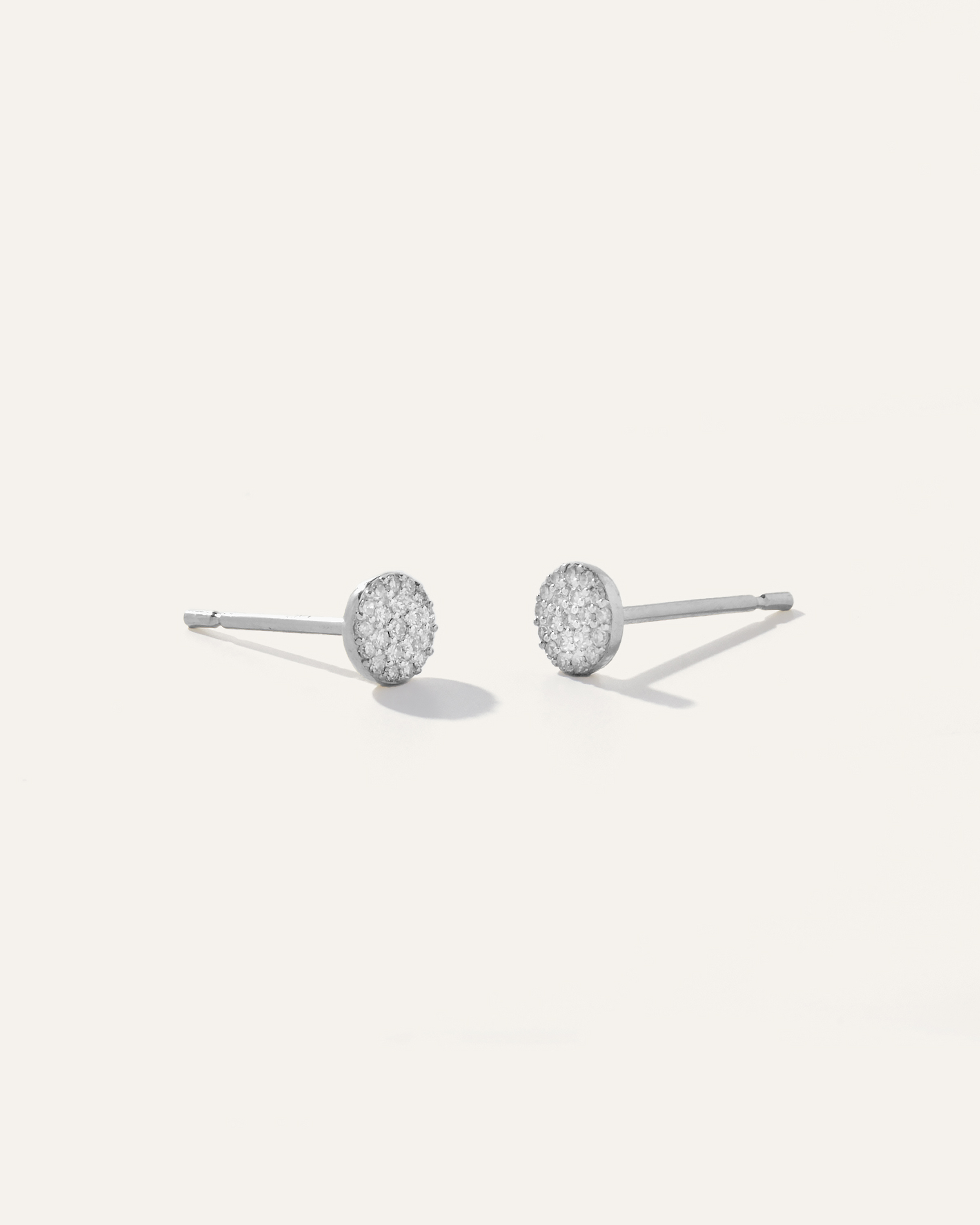 14K Gold Pave Diamond Round Studs WG