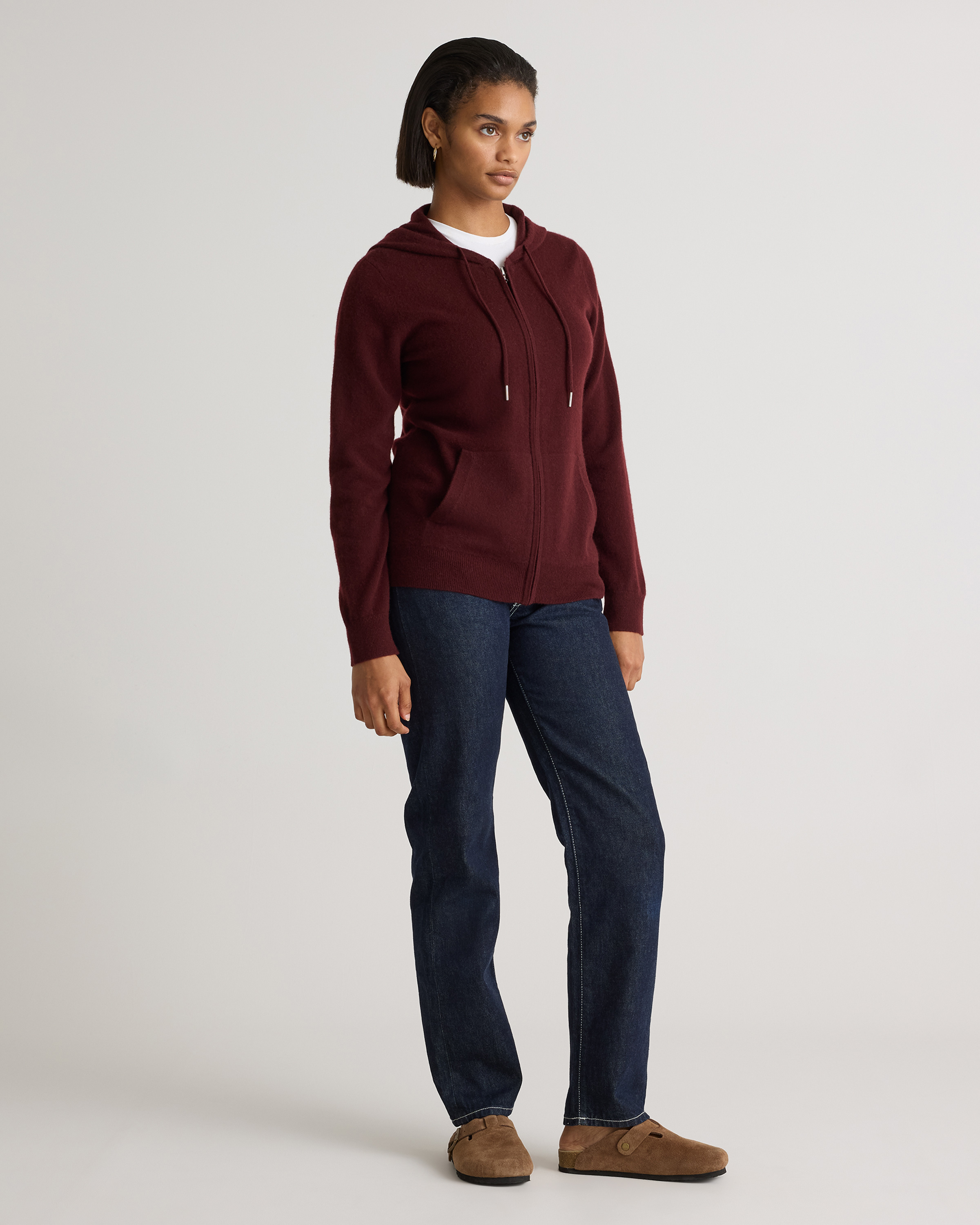 Felpa Con Cappuccio E Zip Intera In Cashmere 100% Mongolo, Donna Taglia XS, Colore Nero. Morbida E Leggera, Perfetta Per Ogni Occasione