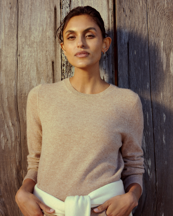 Oatmeal Mongolian Cashmere Crewneck Sweater