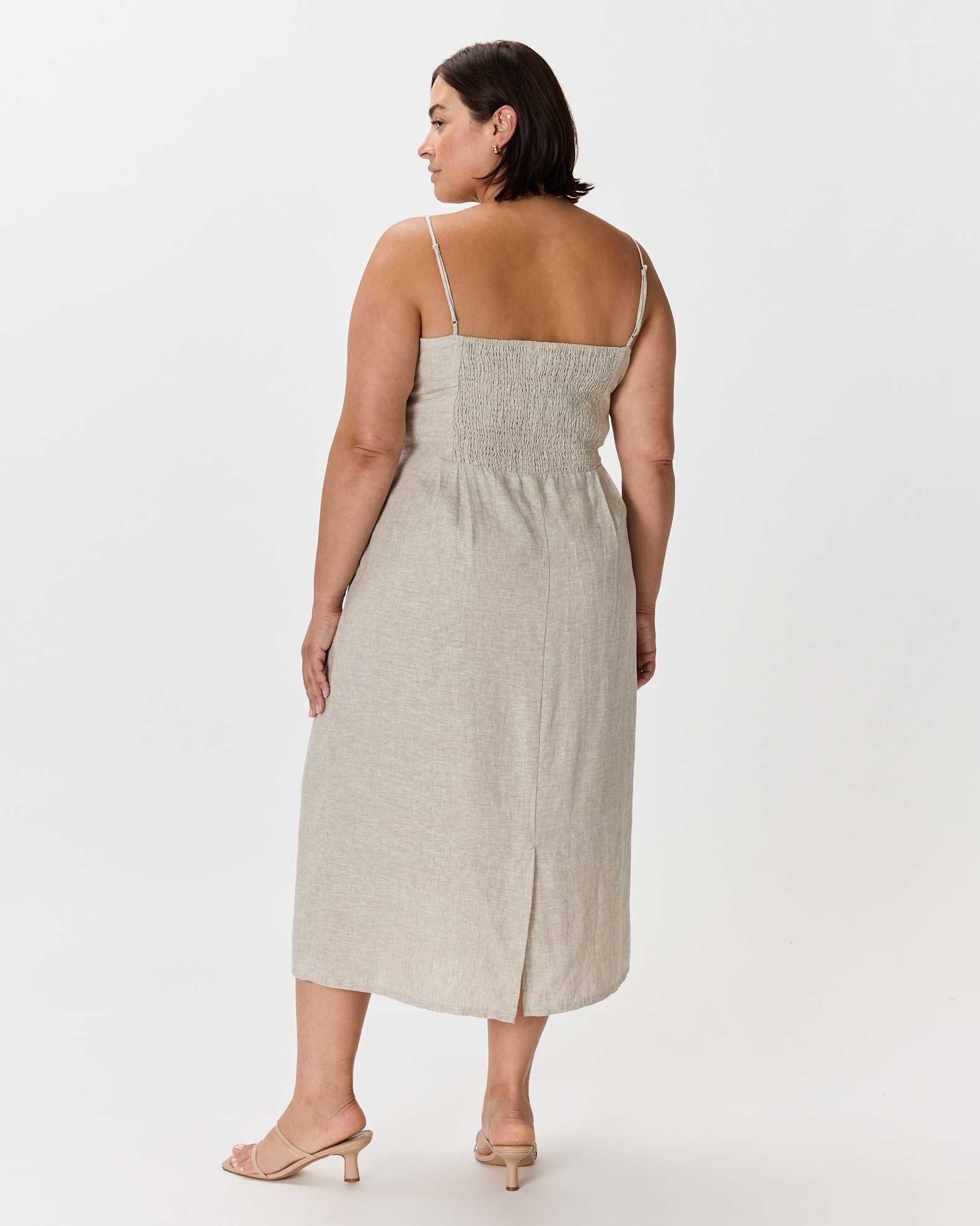 linen midi dress plus size Plus Size Cotton Linen Midi Dress