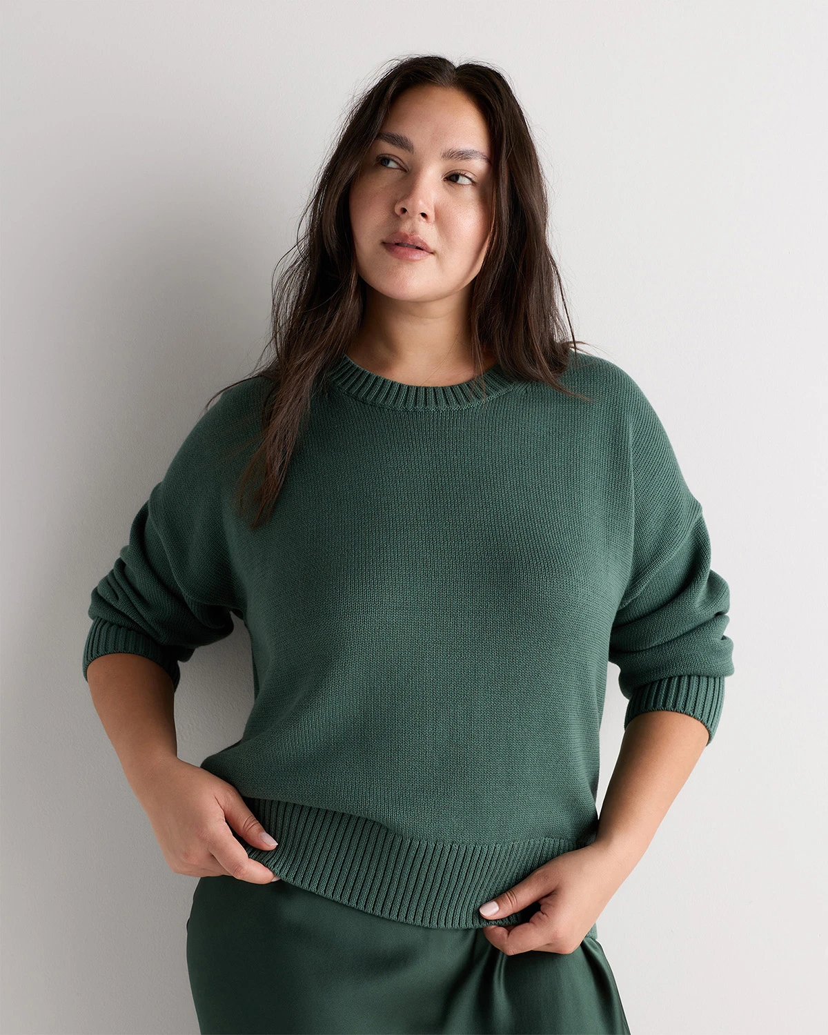 100% Organic Cotton Boyfriend Crew Sweater - Plus Size