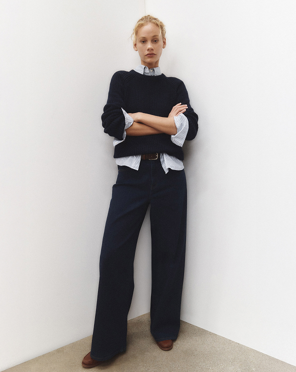 Deep Rinse Bella Stretch Wide Leg Jeans