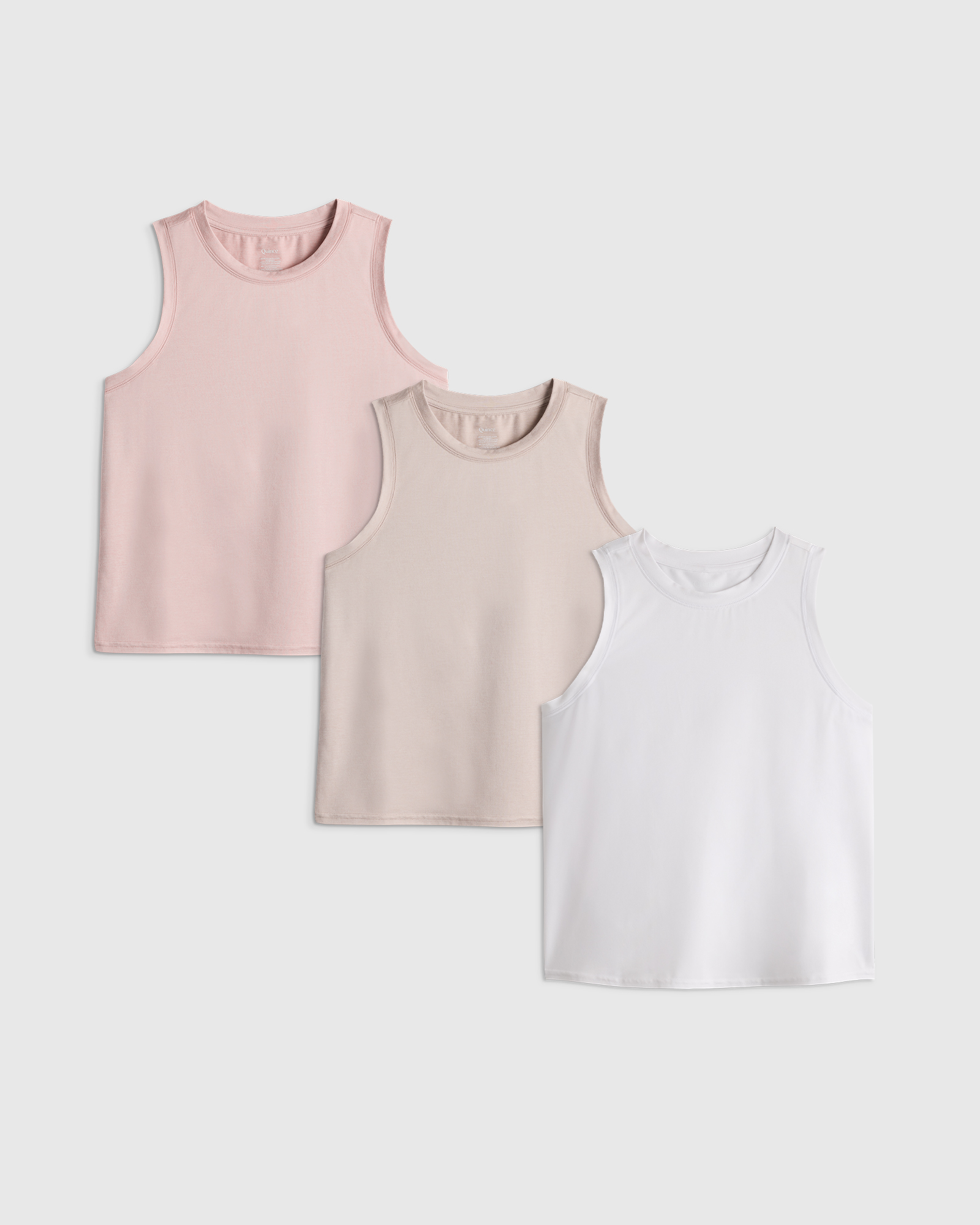 Heather Shell Pink Flowknit Breeze High-Neck Tank 3 Pack Bundle