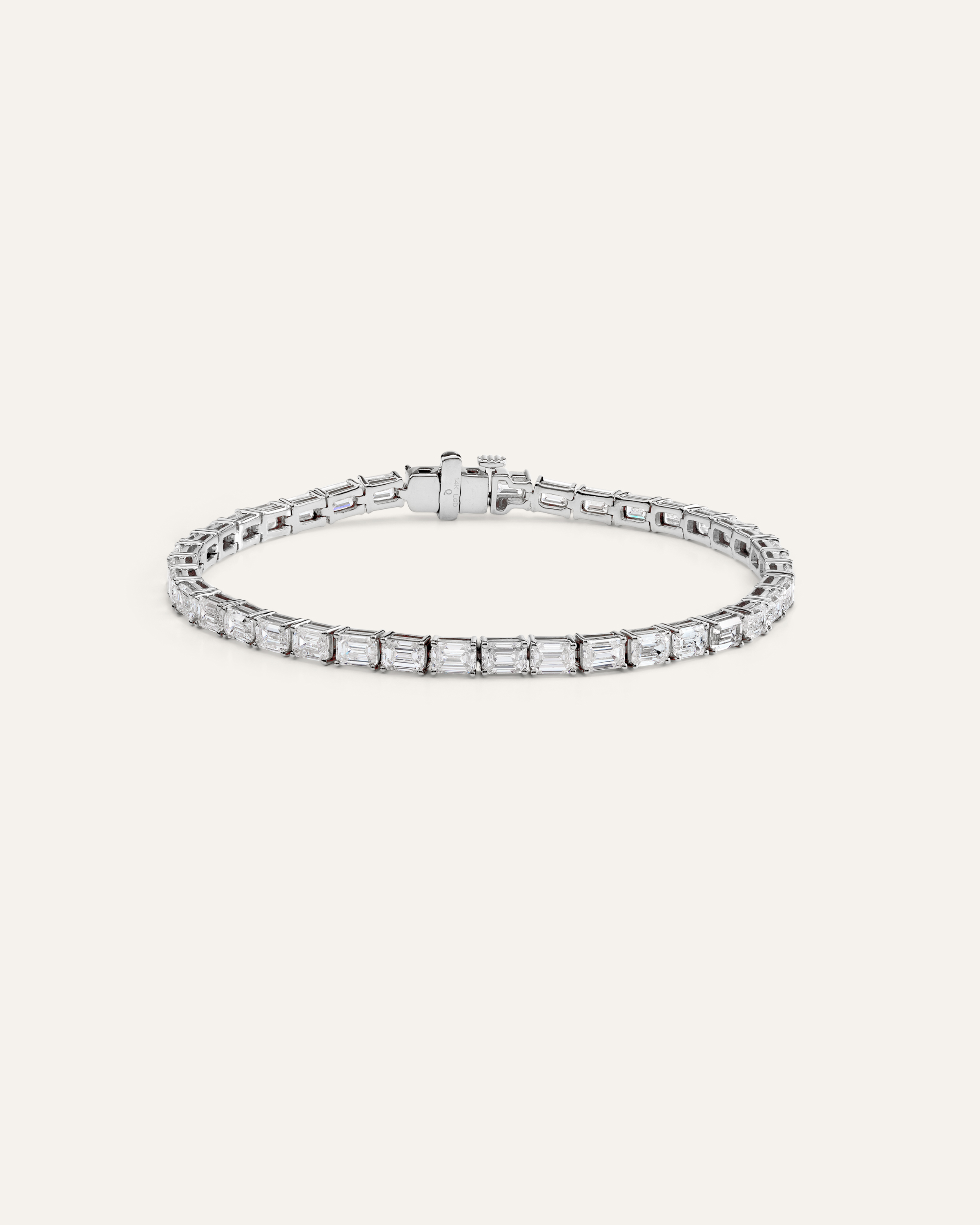 White Gold 14K Gold Lab Grown Diamond East-West Emerald Tennis Bracelet - 10ctw
