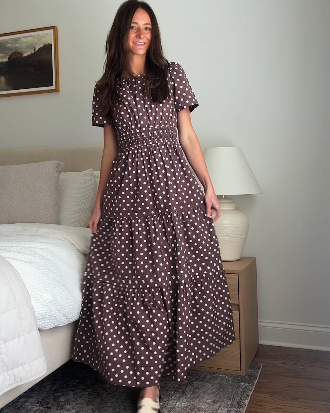 midi maxi dress 100% Organic Cotton Tiered in Mocha Dot a sweetheart neckline Simplee Womens Floral Maxi Dress