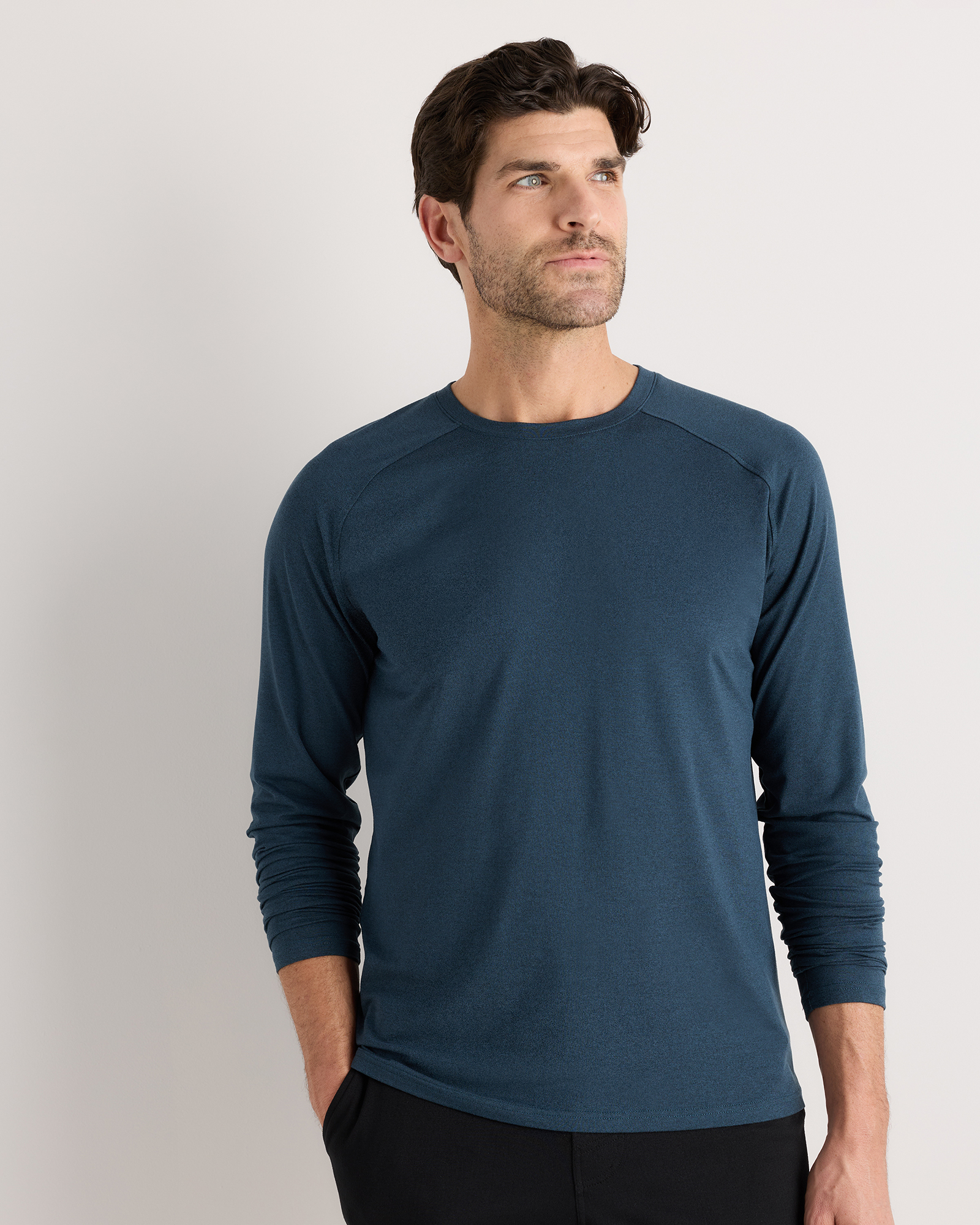 Heather Ocean Navy Flowknit Breeze Performance Long Sleeve Tee