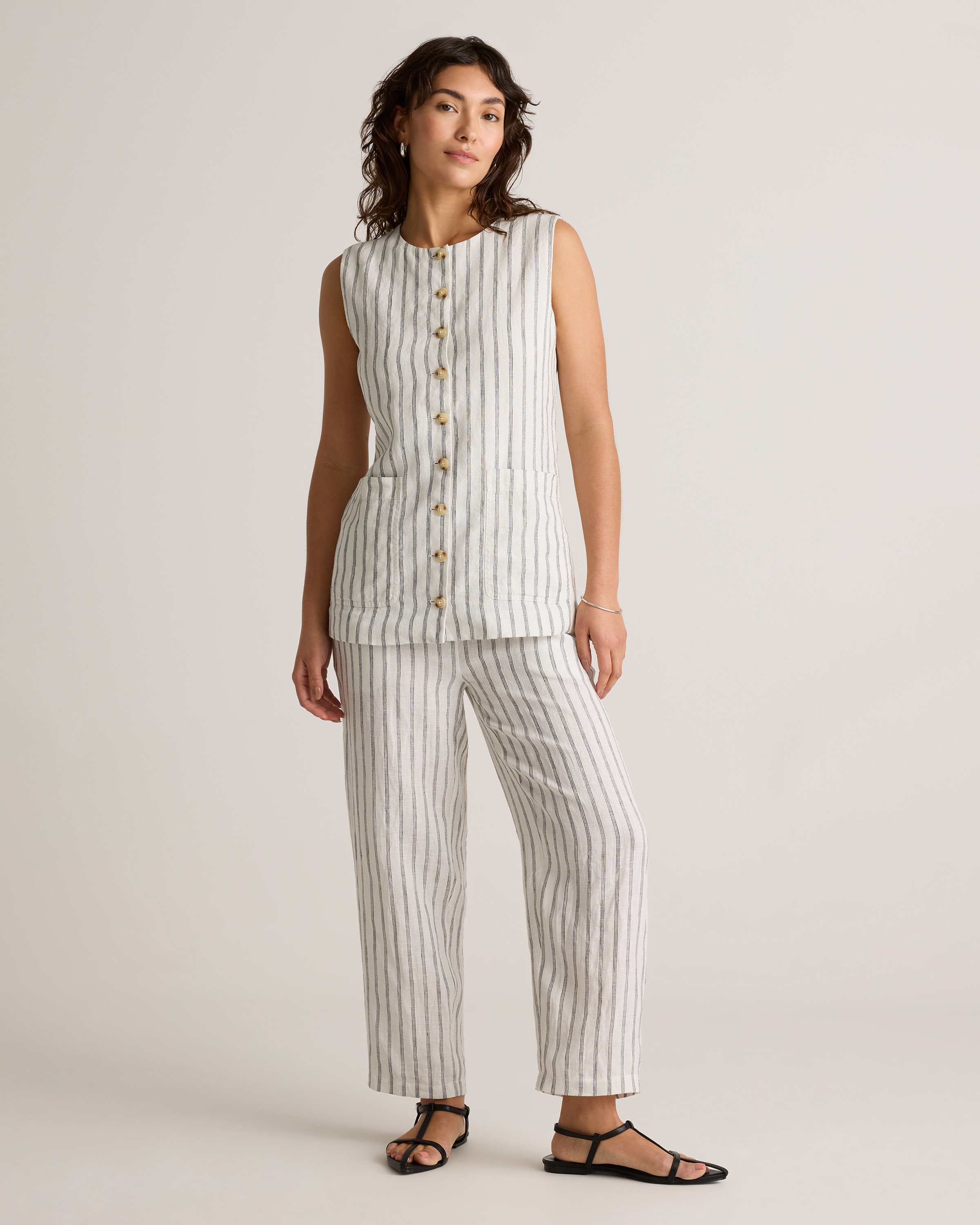 100% European Linen Longline Vest
