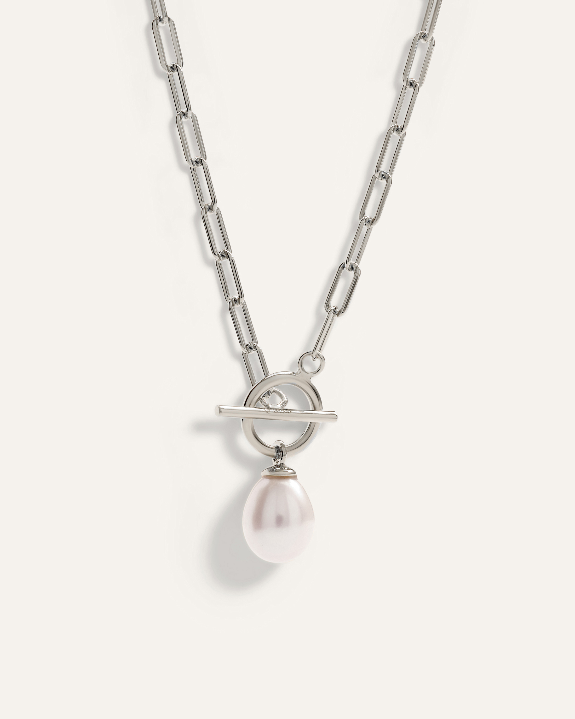 Sterling Silver Freshwater Cultured Pearl Toggle Necklace