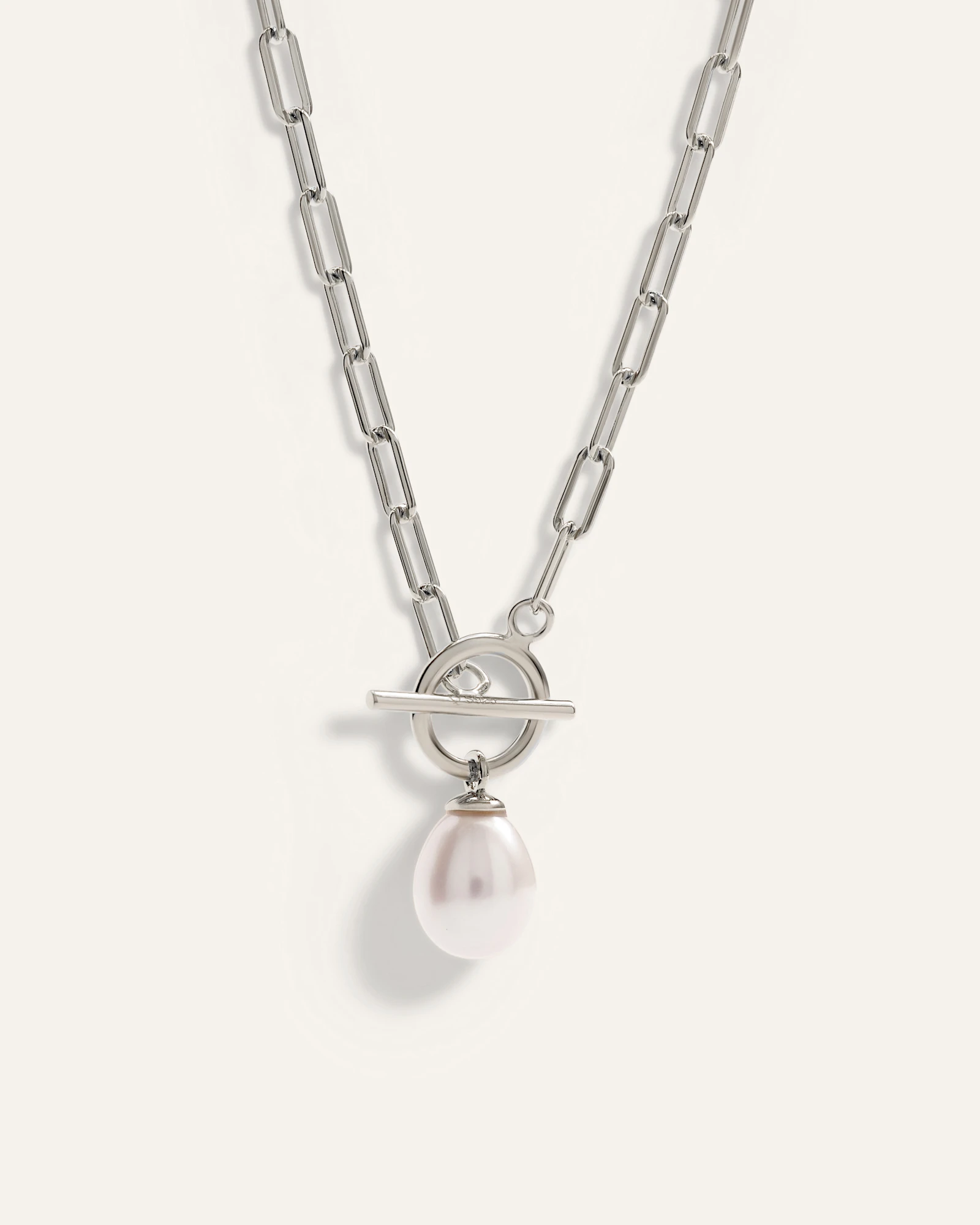 Freshwater Cultured Pearl Toggle Necklace in Sterling Silver