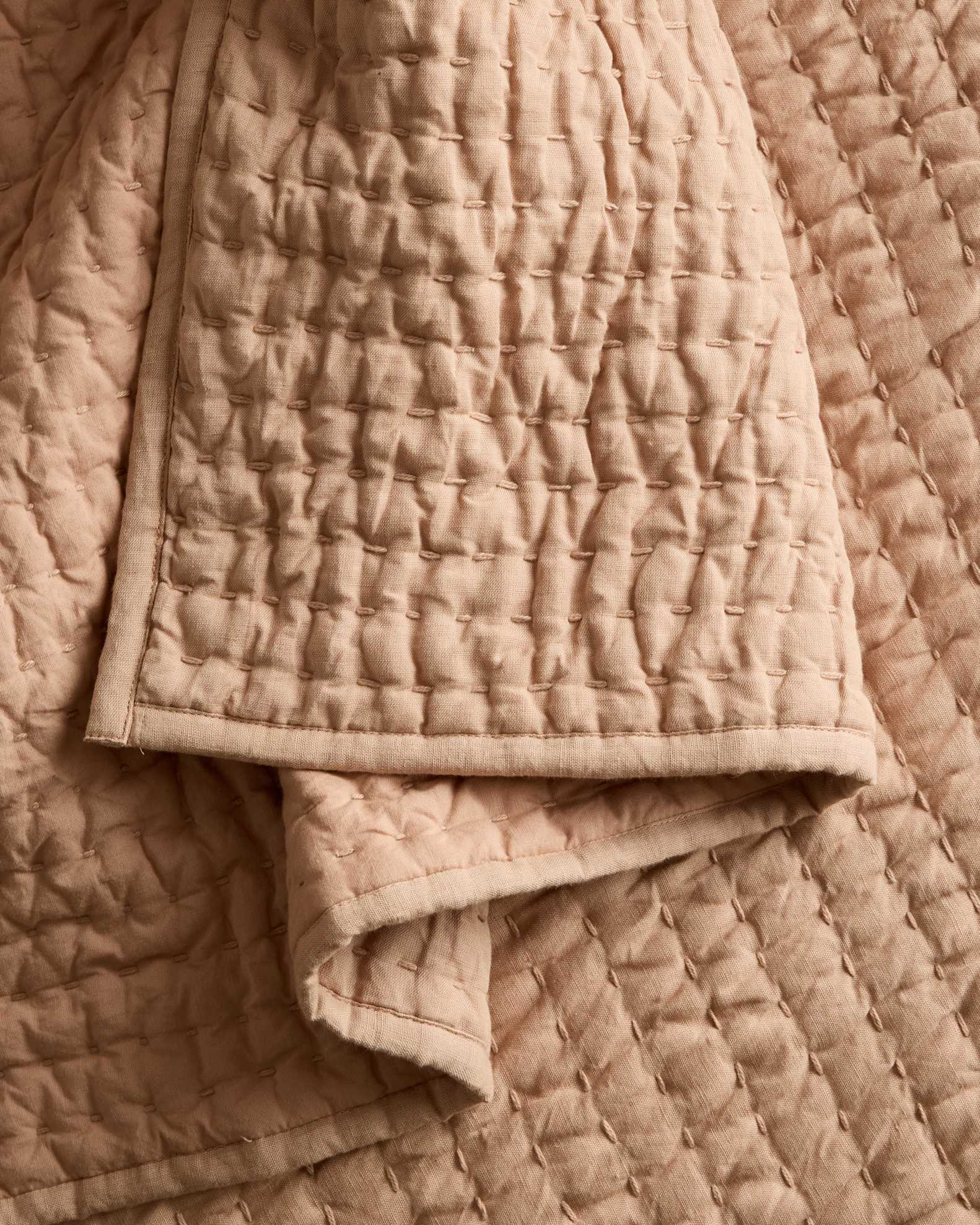 European Linen Cotton Stitch Quilt Set in Desert Sunset