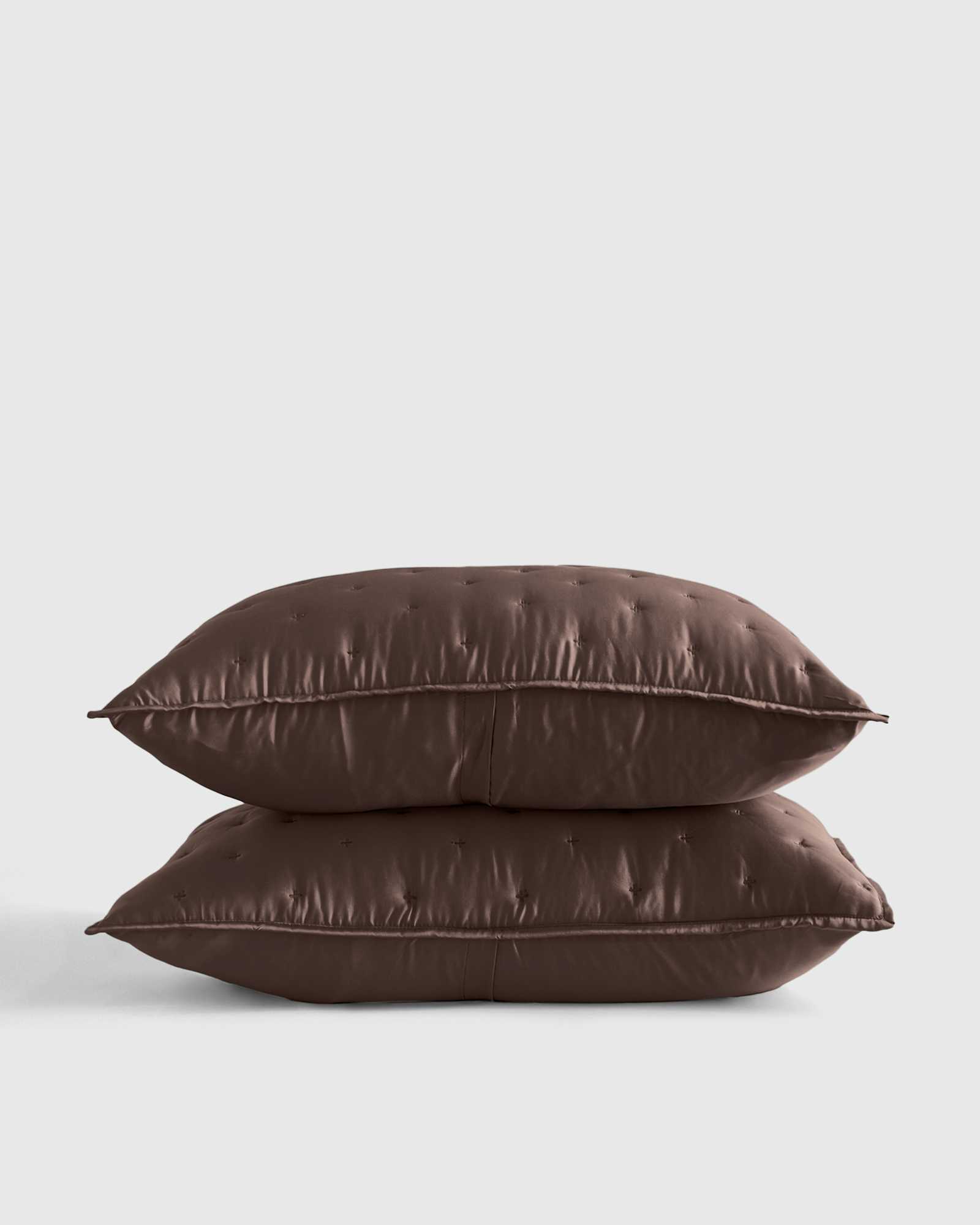 Sham Colour Organic Bamboo Viscose Quilted Sham Set in Espresso | Quince Canada