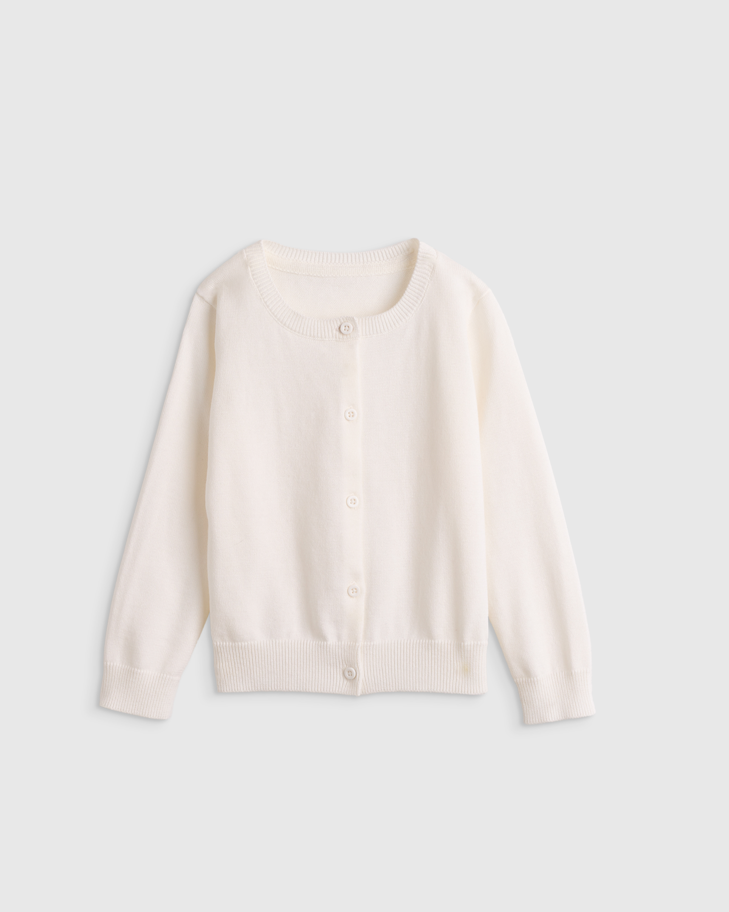 Ivory 100% Organic Cotton Crewneck Cardigan 