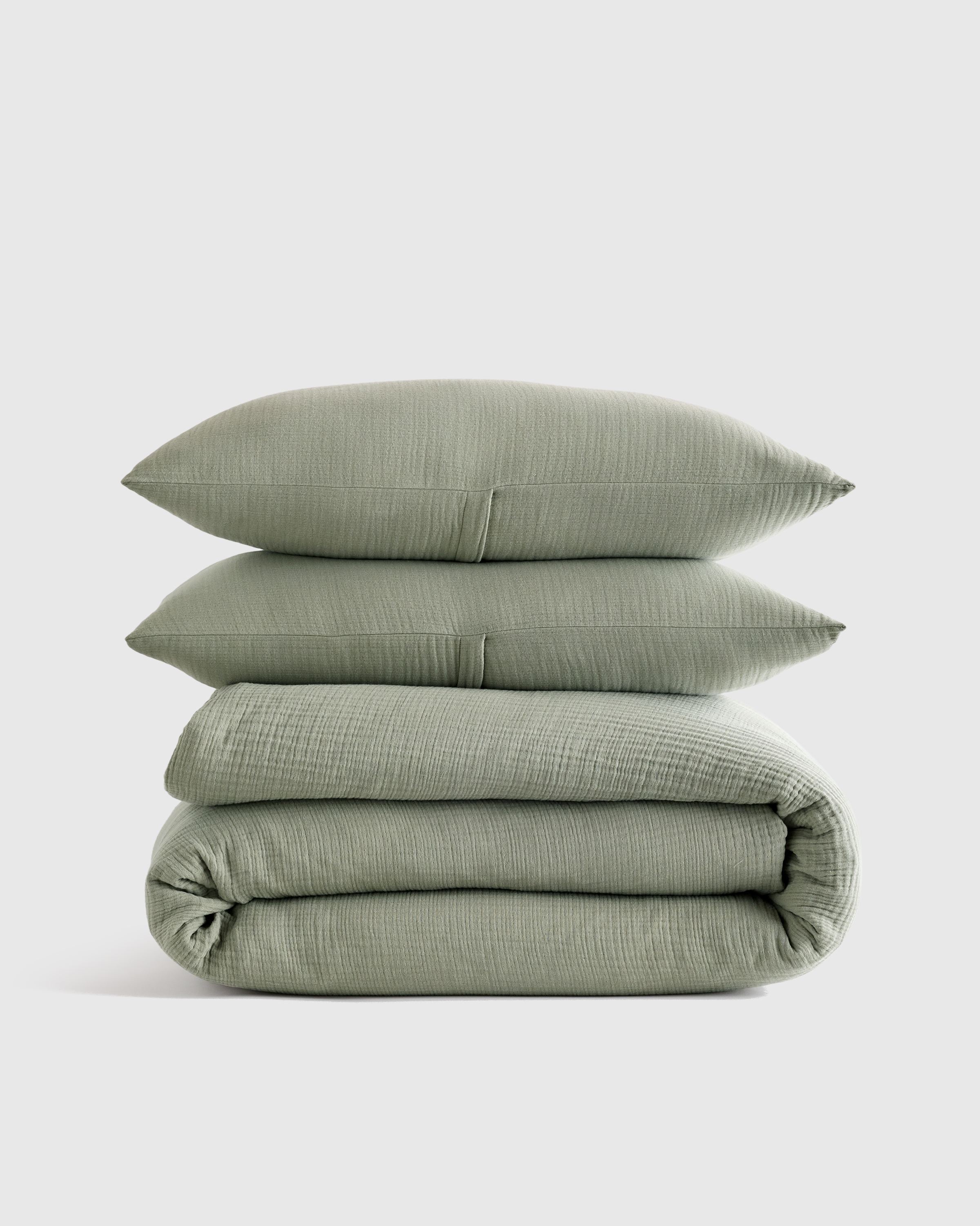 Dried Sage Organic Airy Gauze Duvet Cover Set